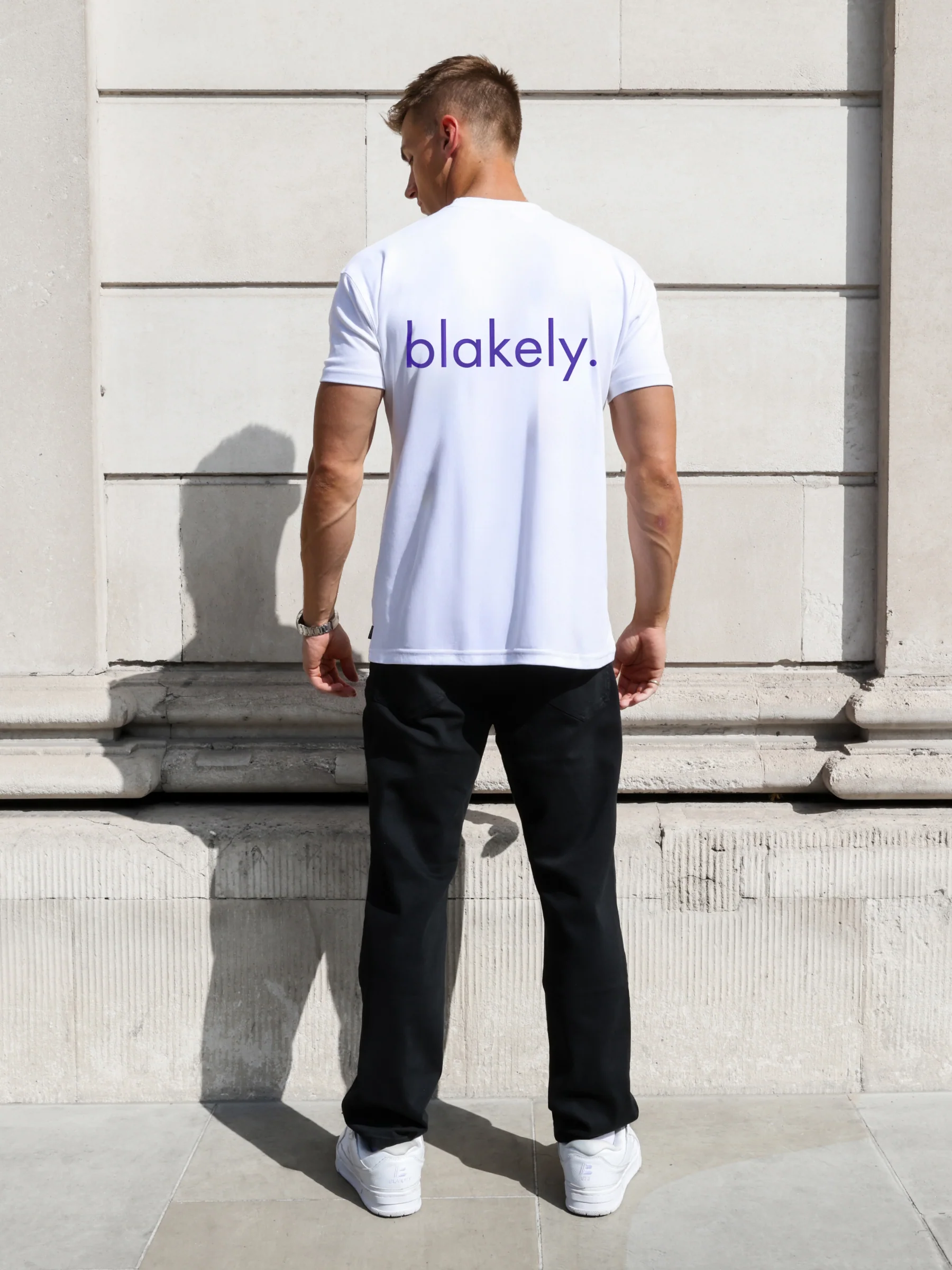 Enzo Relaxed T-Shirt - White & Bold Purple - Image 3