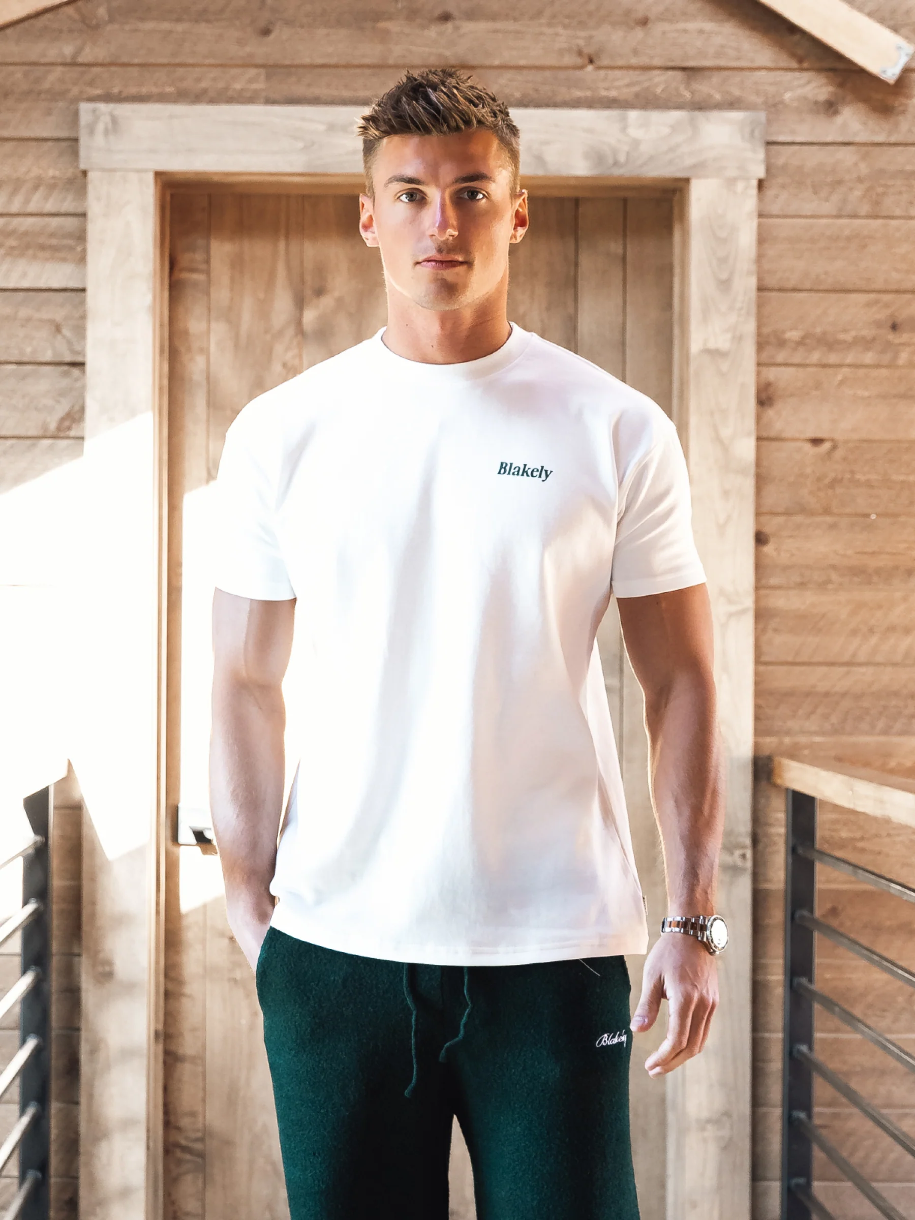 Halden Relaxed T-Shirt - Flat White & Dark Green - Image 2