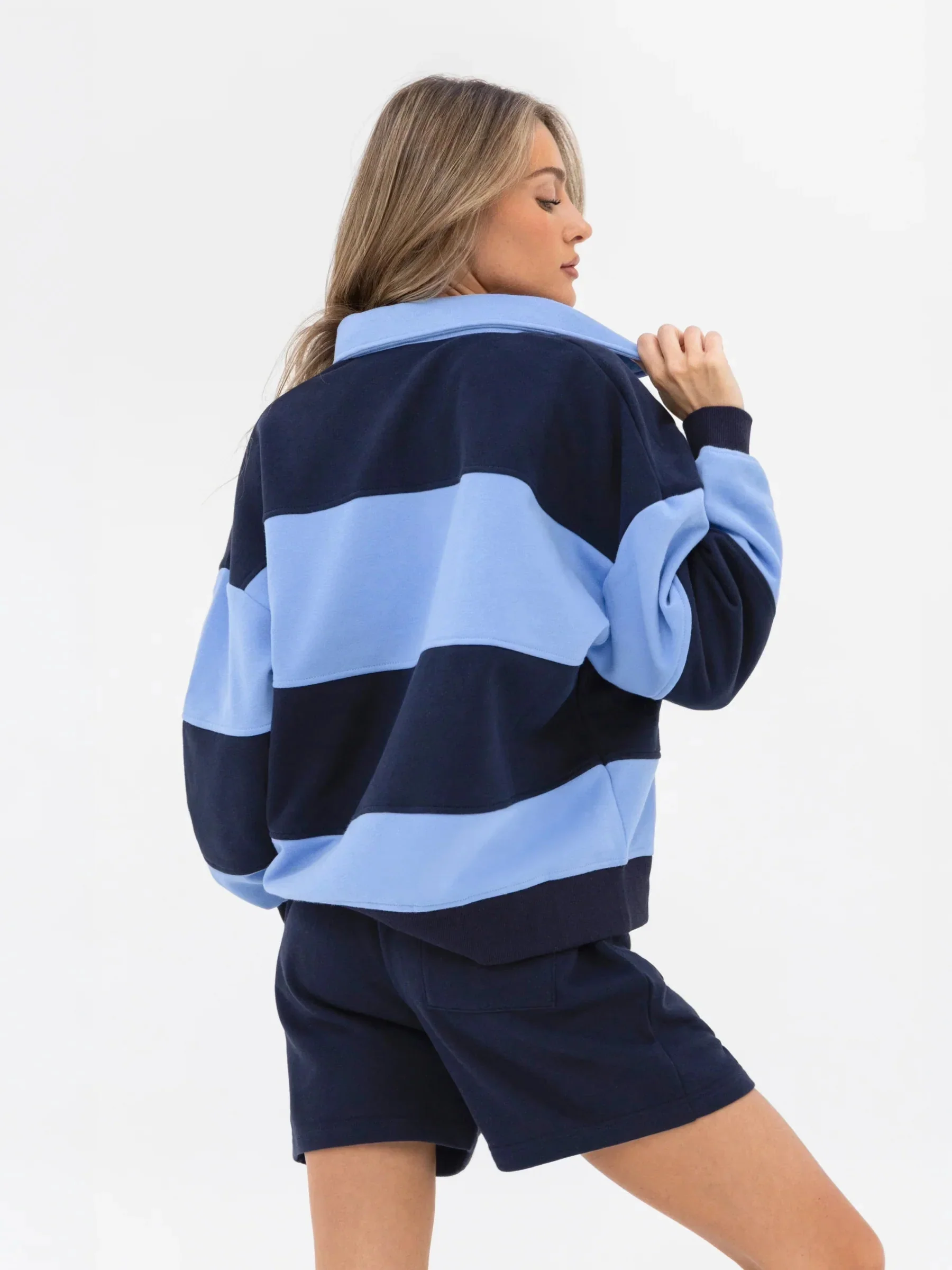 Harper Rugby Shirt - Navy & Blue - Image 2