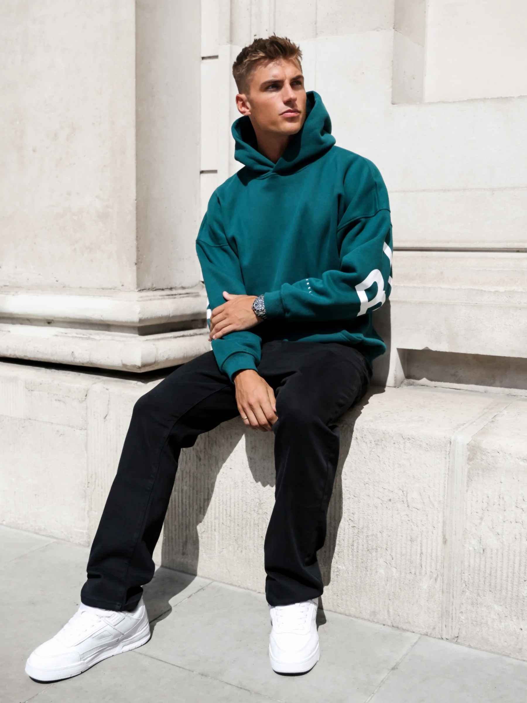 Idris Oversized Hoodie - Deep Green - Image 4