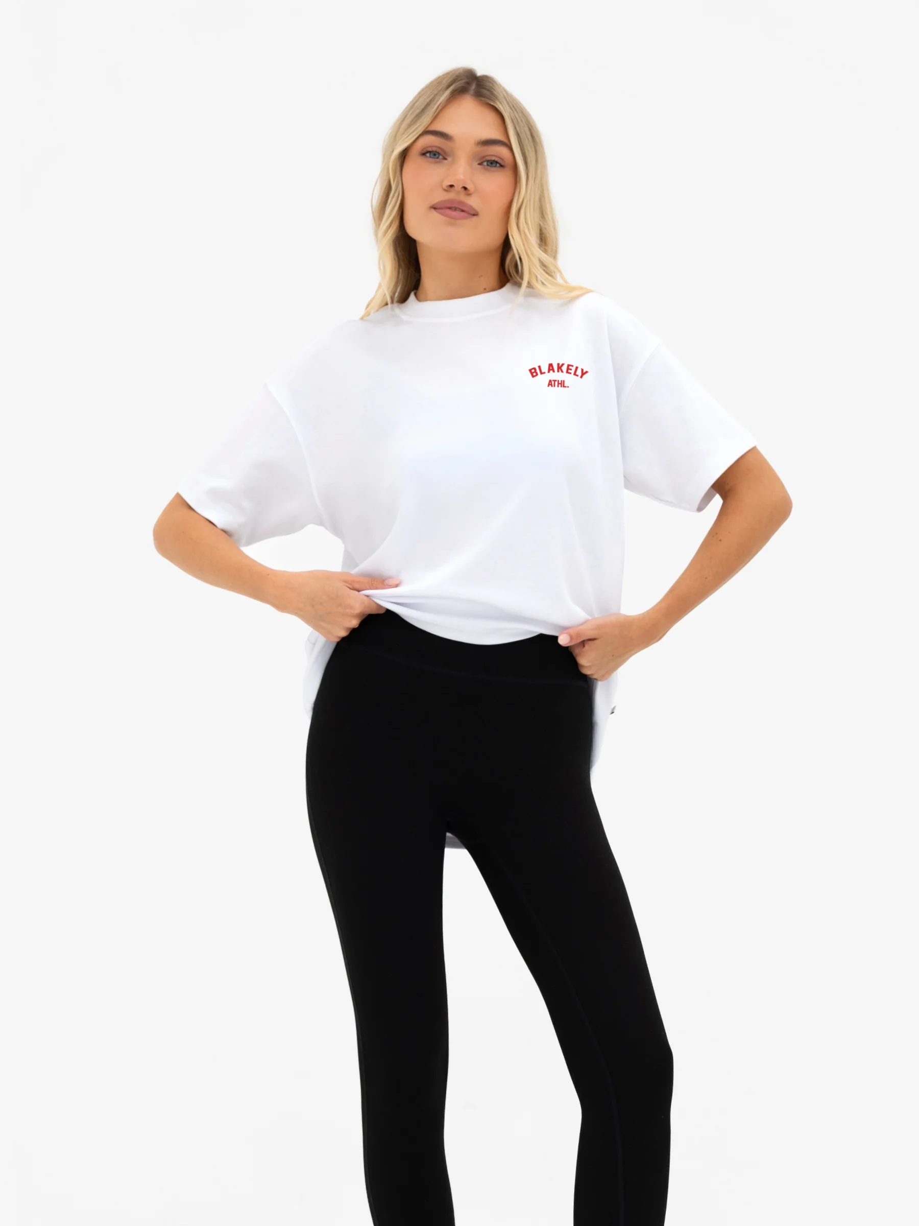 Immani Oversized T-Shirt - Flat White & Cherry Red - Image 2