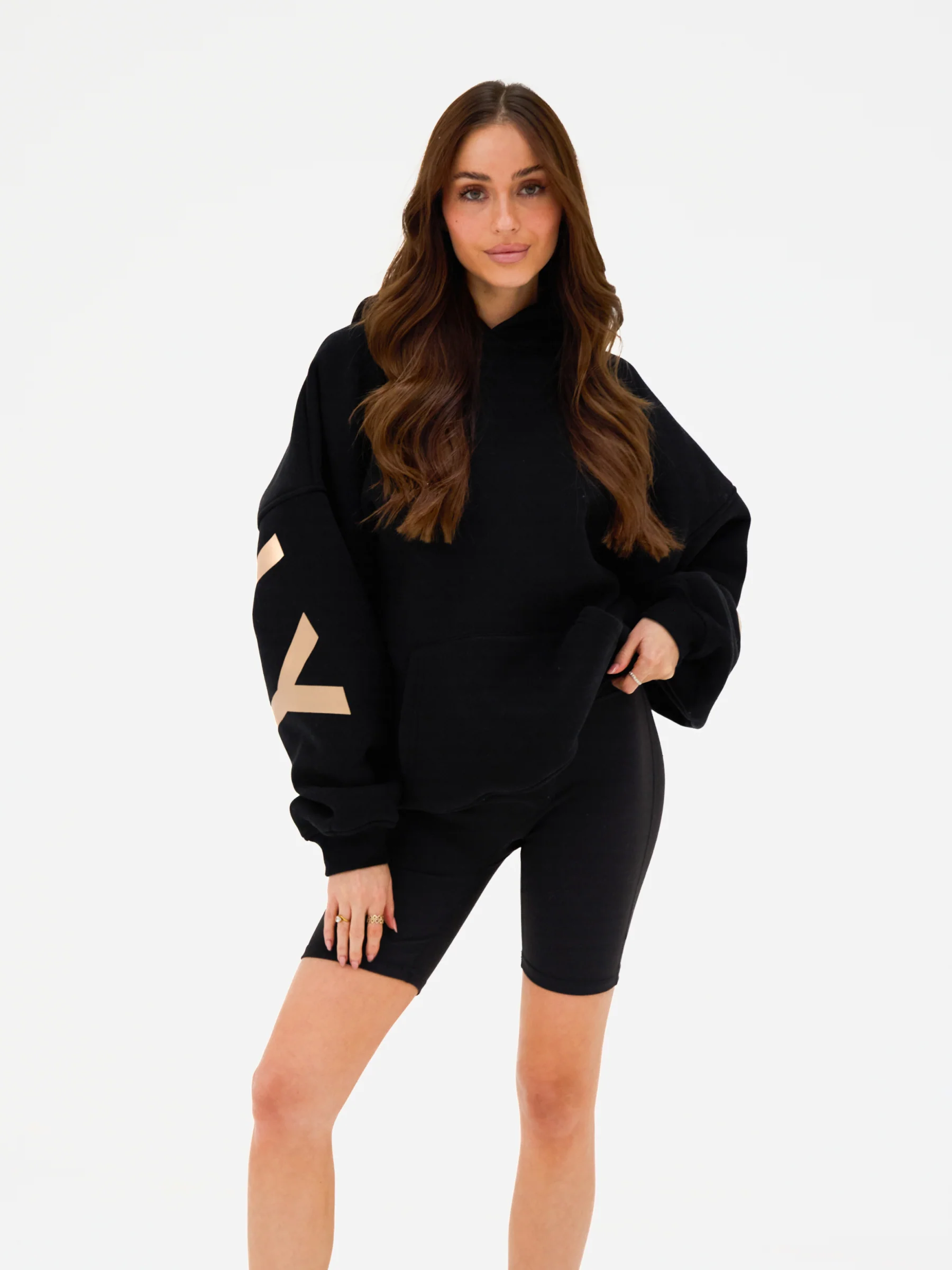 Isabel Oversized Hoodie - Black & Light Tan - Image 2