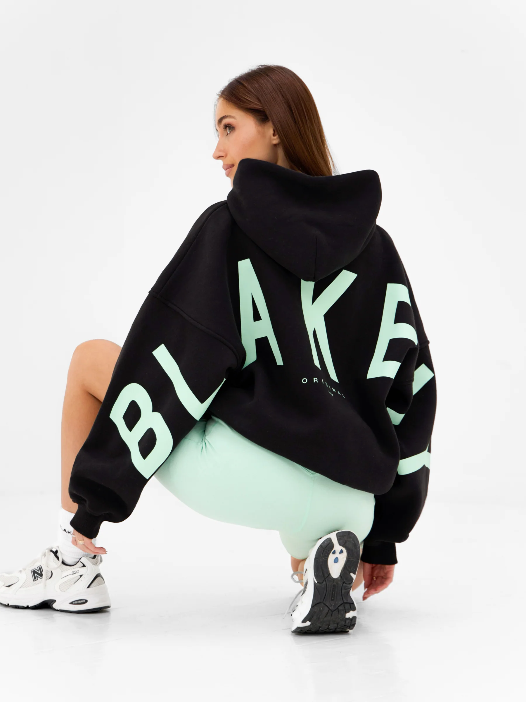 Isabel Oversized Hoodie - Black & Pastel Green - Image 5