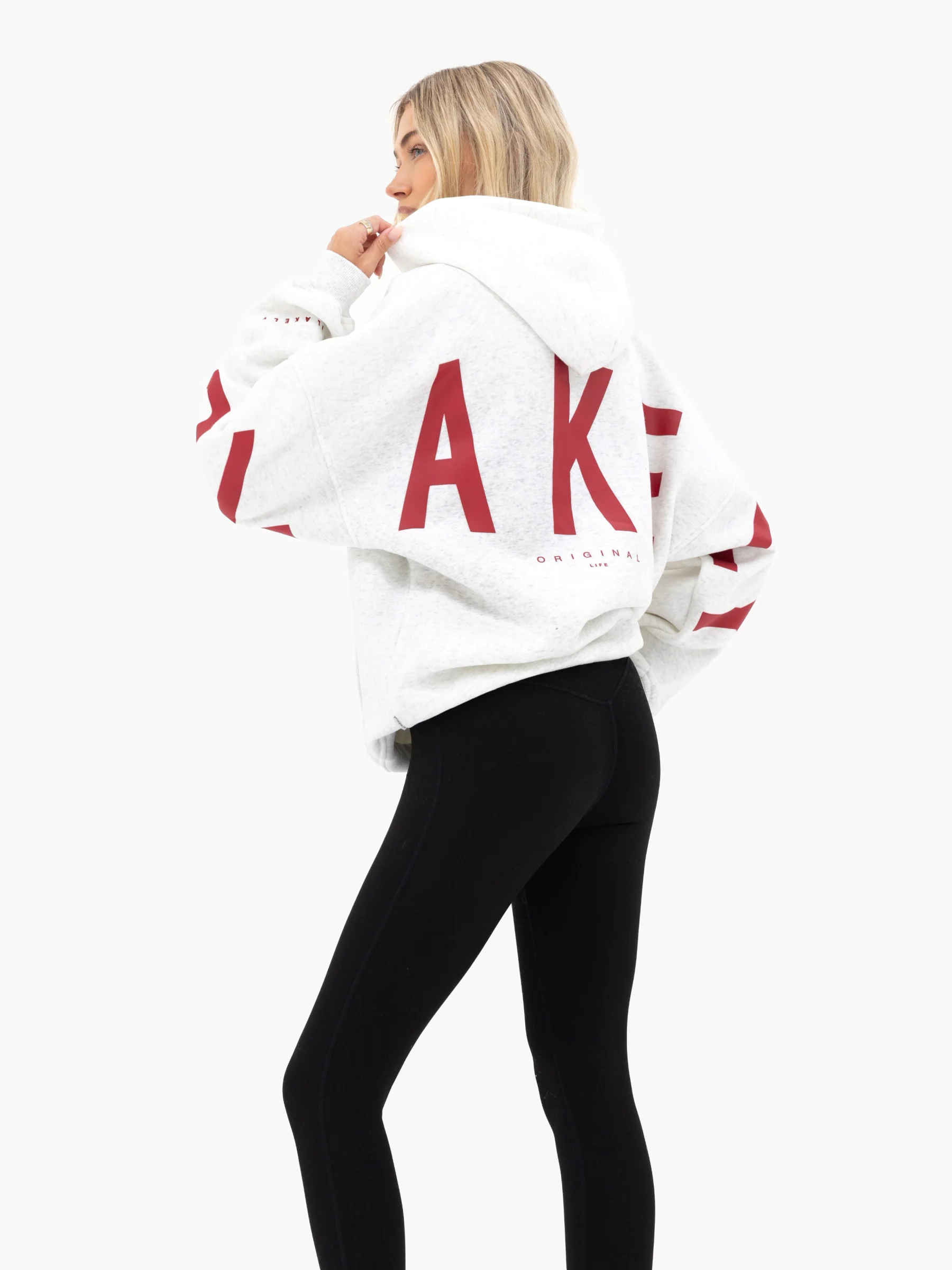 Isabel Oversized Hoodie - Marl White & Cherry Red - Image 5