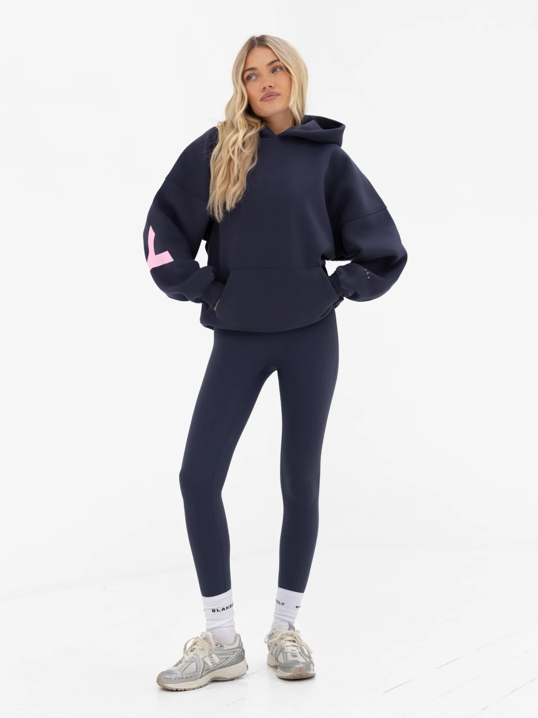 Isabel Oversized Hoodie - True Navy & Powder Pink - Image 5