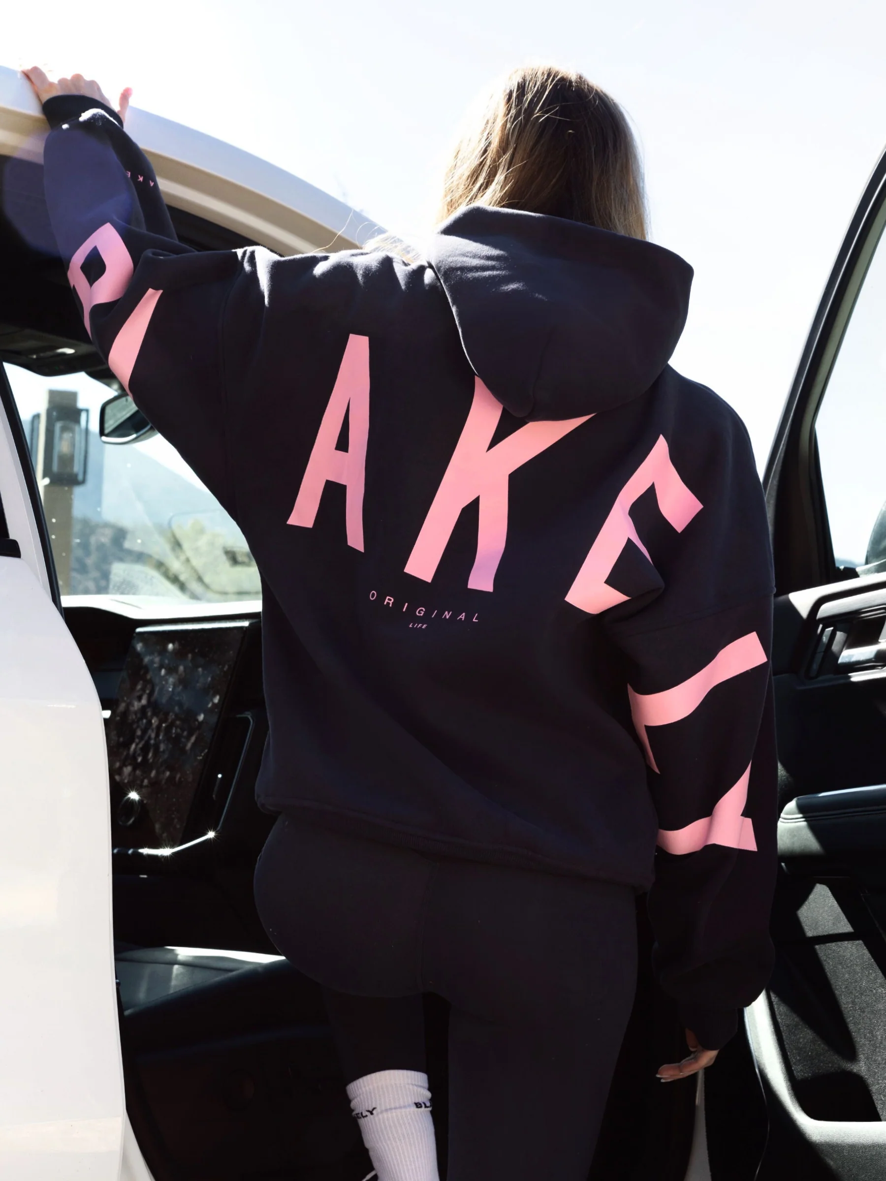Isabel Oversized Hoodie - True Navy & Powder Pink - Image 6