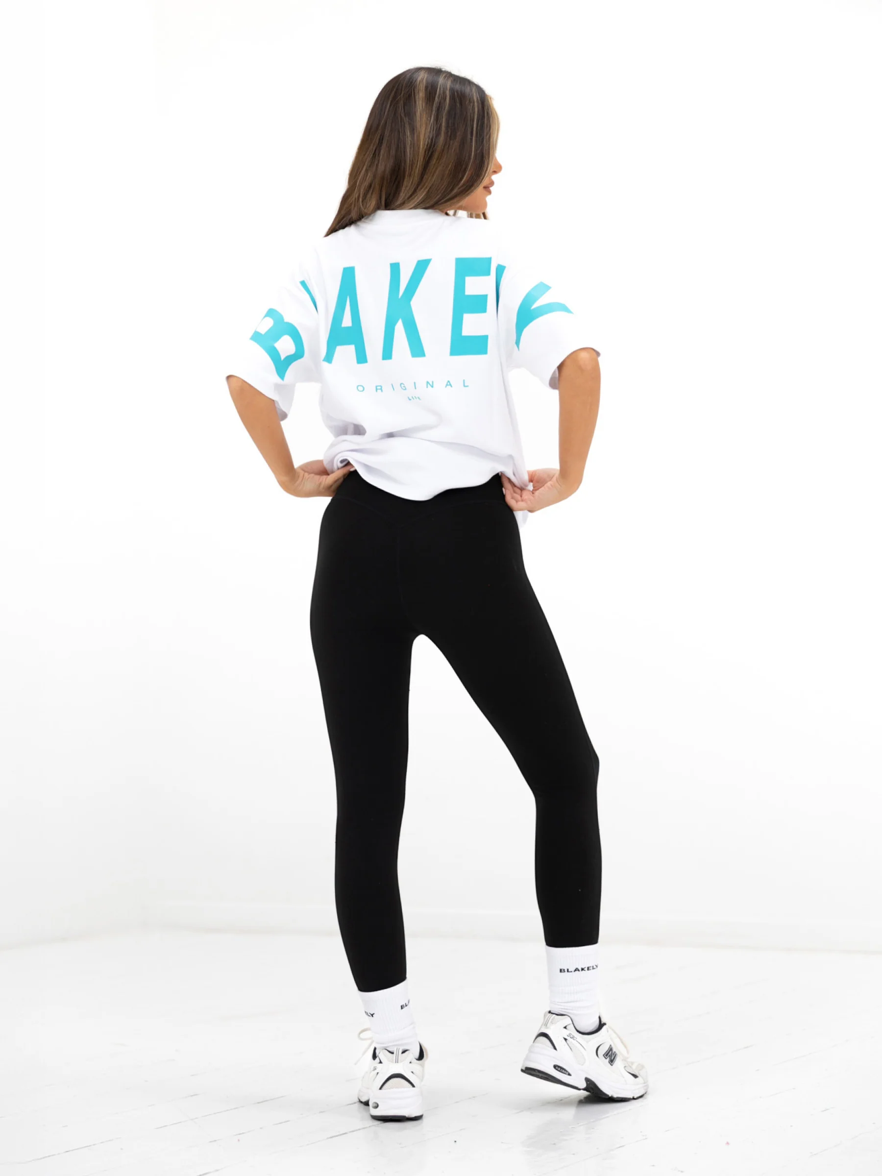 Isabel Oversized T-Shirt - White & Aqua - Image 3