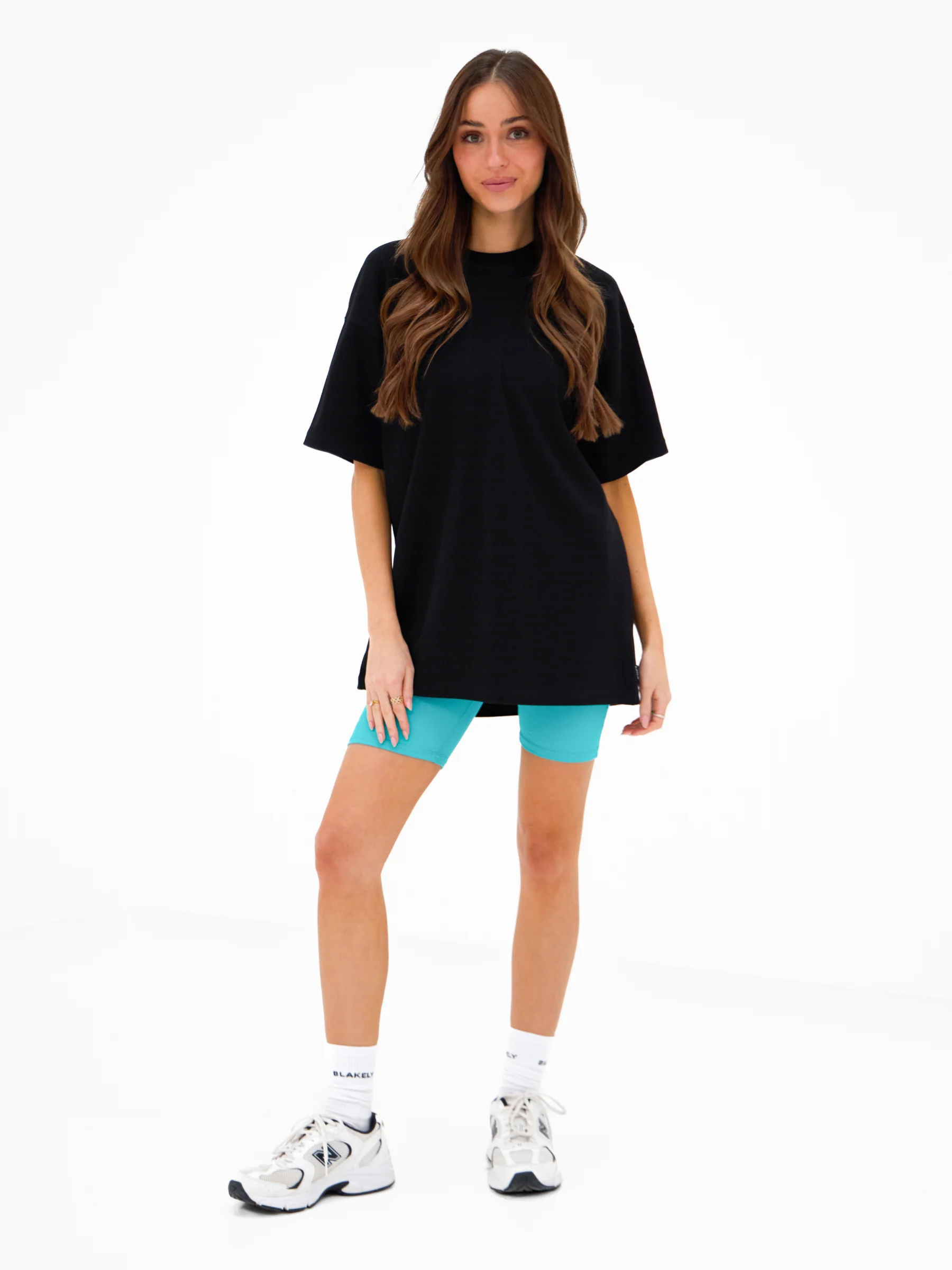 Isabel Oversized T-Shirt - Black & Aqua - Image 4