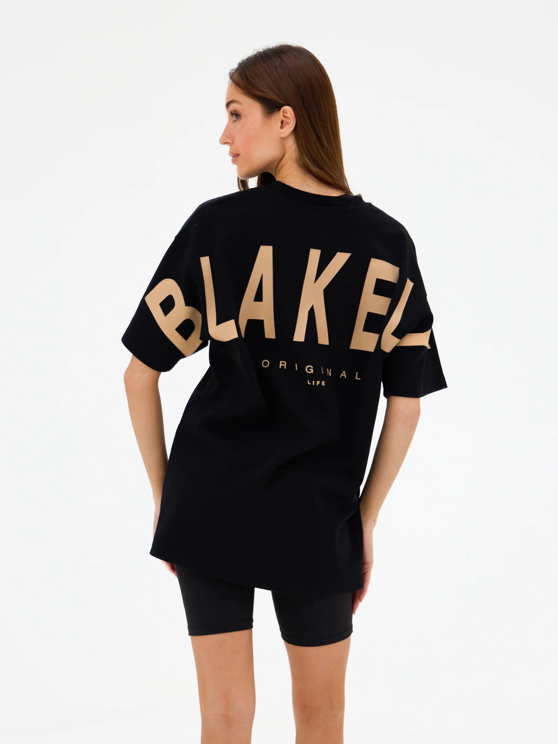 Isabel Oversized T-Shirt - Black & Light Tan - Image 4