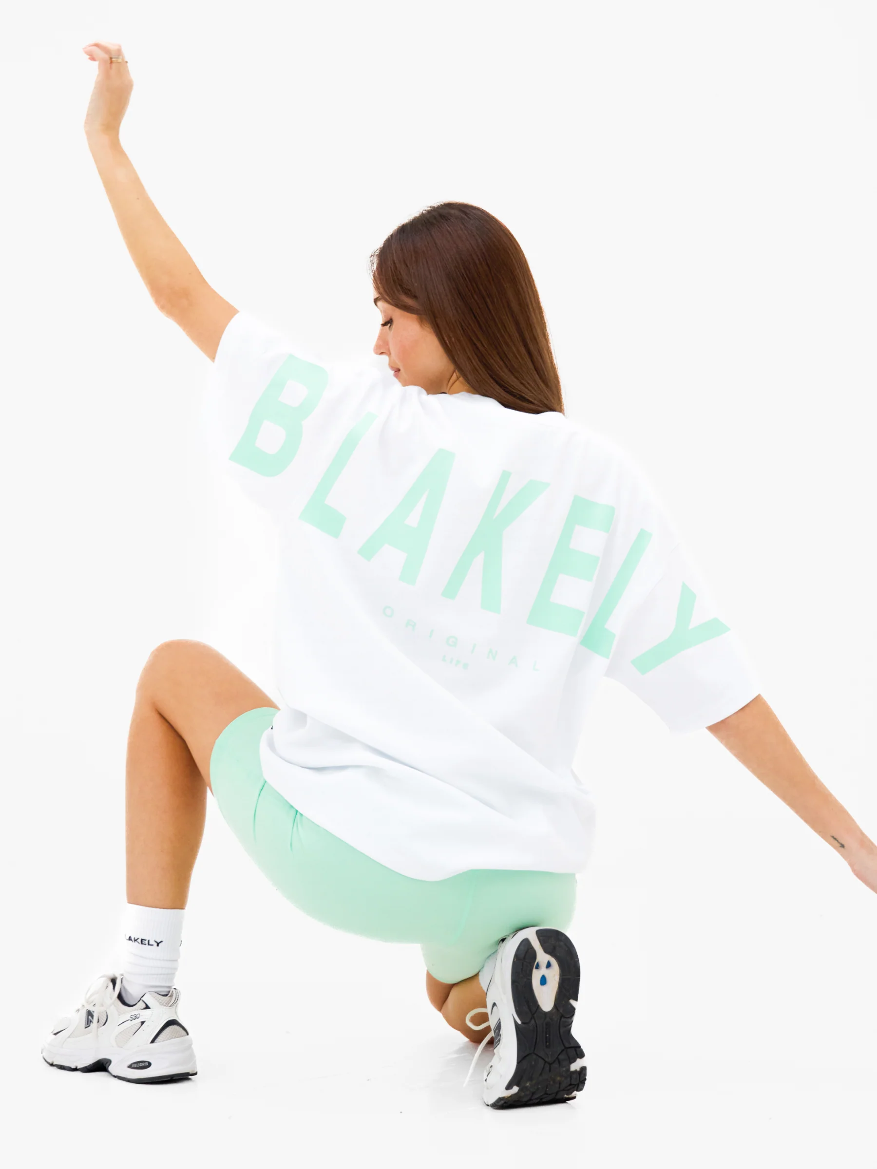 Isabel Oversized T-Shirt - White & Pastel Green - Image 6