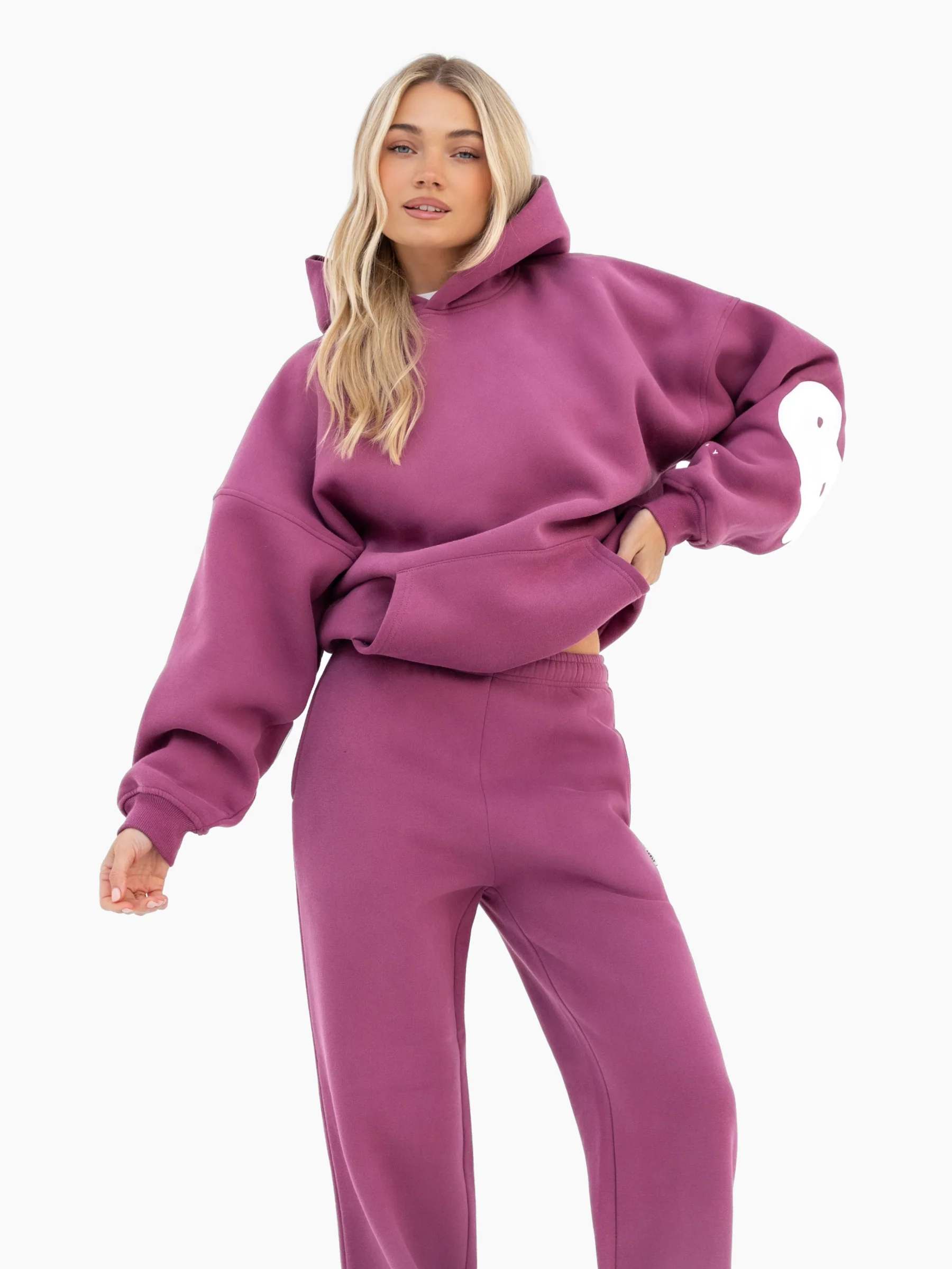 Isabel Wide Leg Sweatpants - Mulberry - Image 6