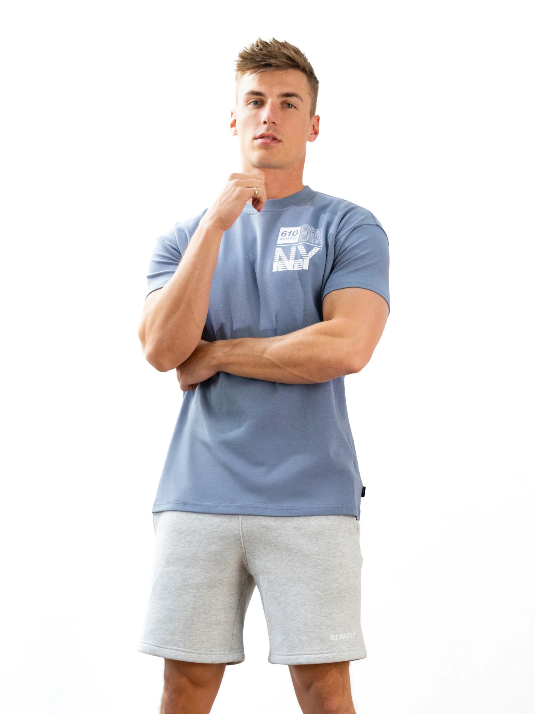 Italic Relaxed Jogger Shorts - Marl Grey - Image 5