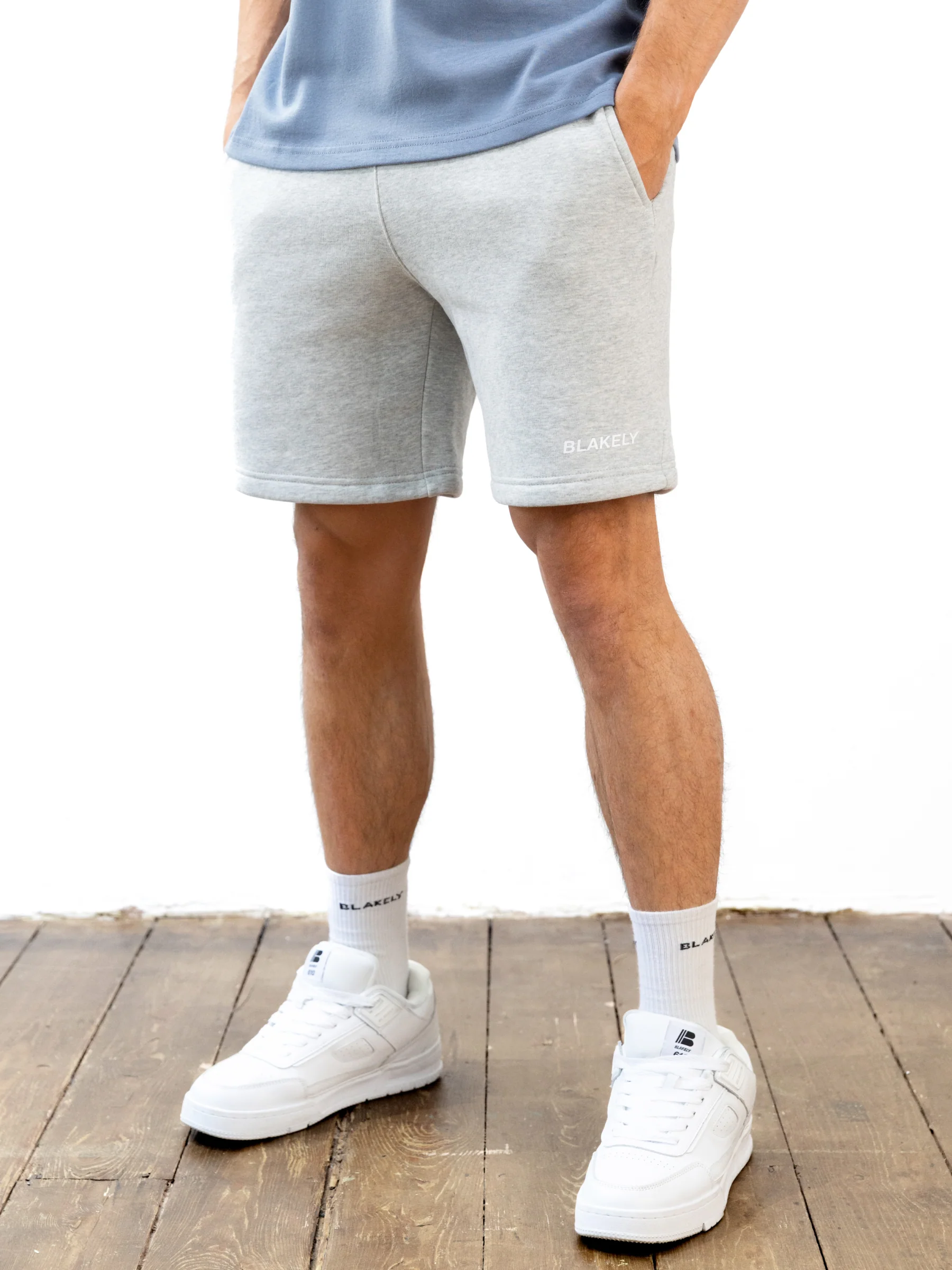 Italic Relaxed Jogger Shorts - Marl Grey - Image 6