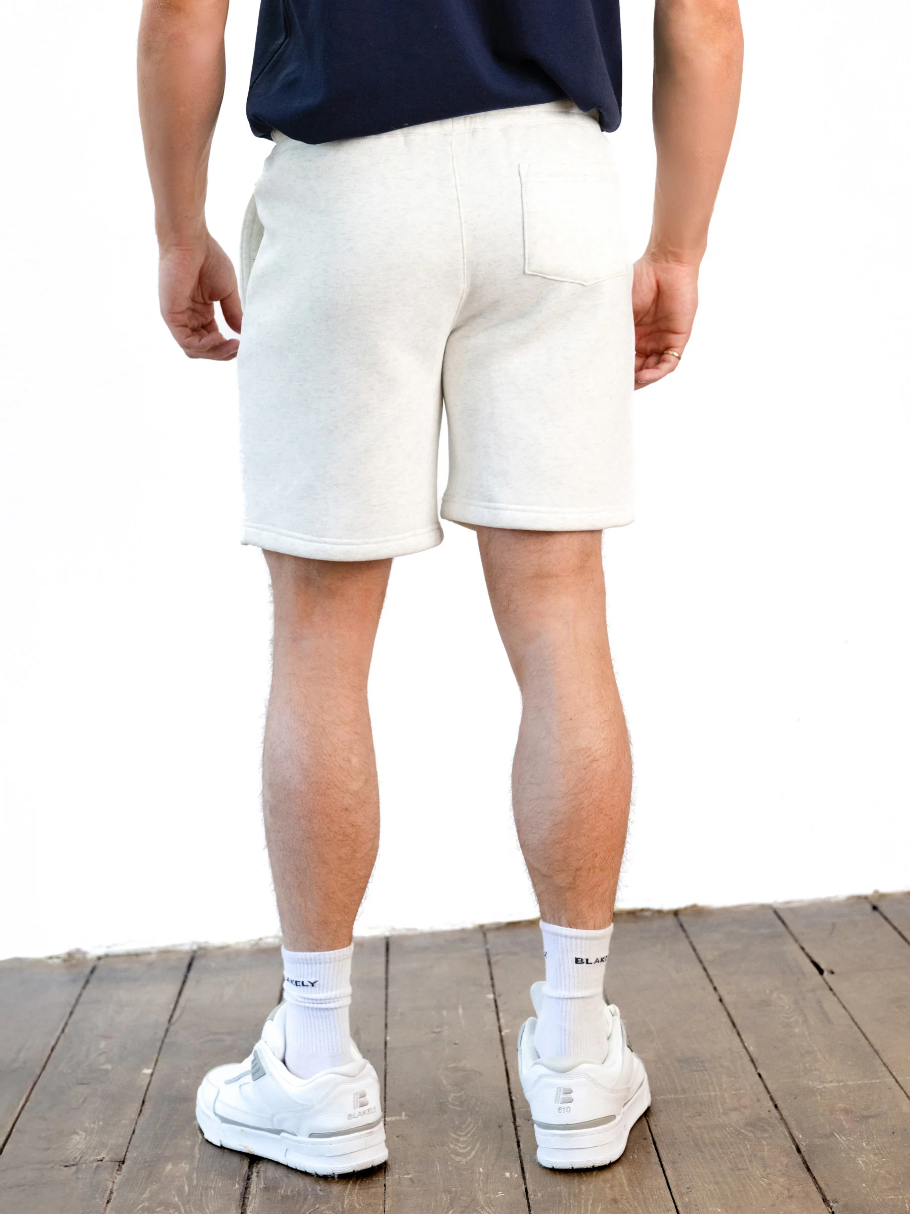 Italic Relaxed Jogger Shorts - Marl White - Image 4