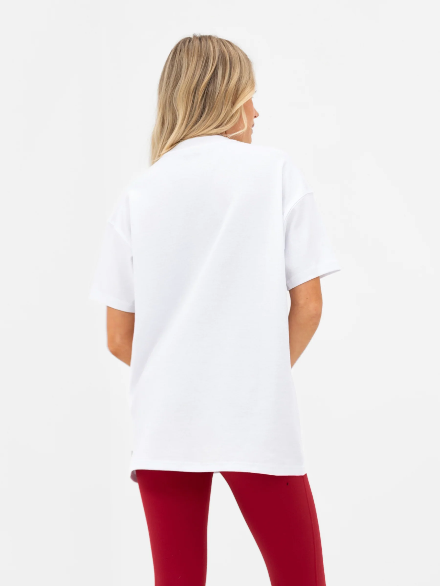 Joah Oversized T-Shirt - White & Cherry Red - Image 6