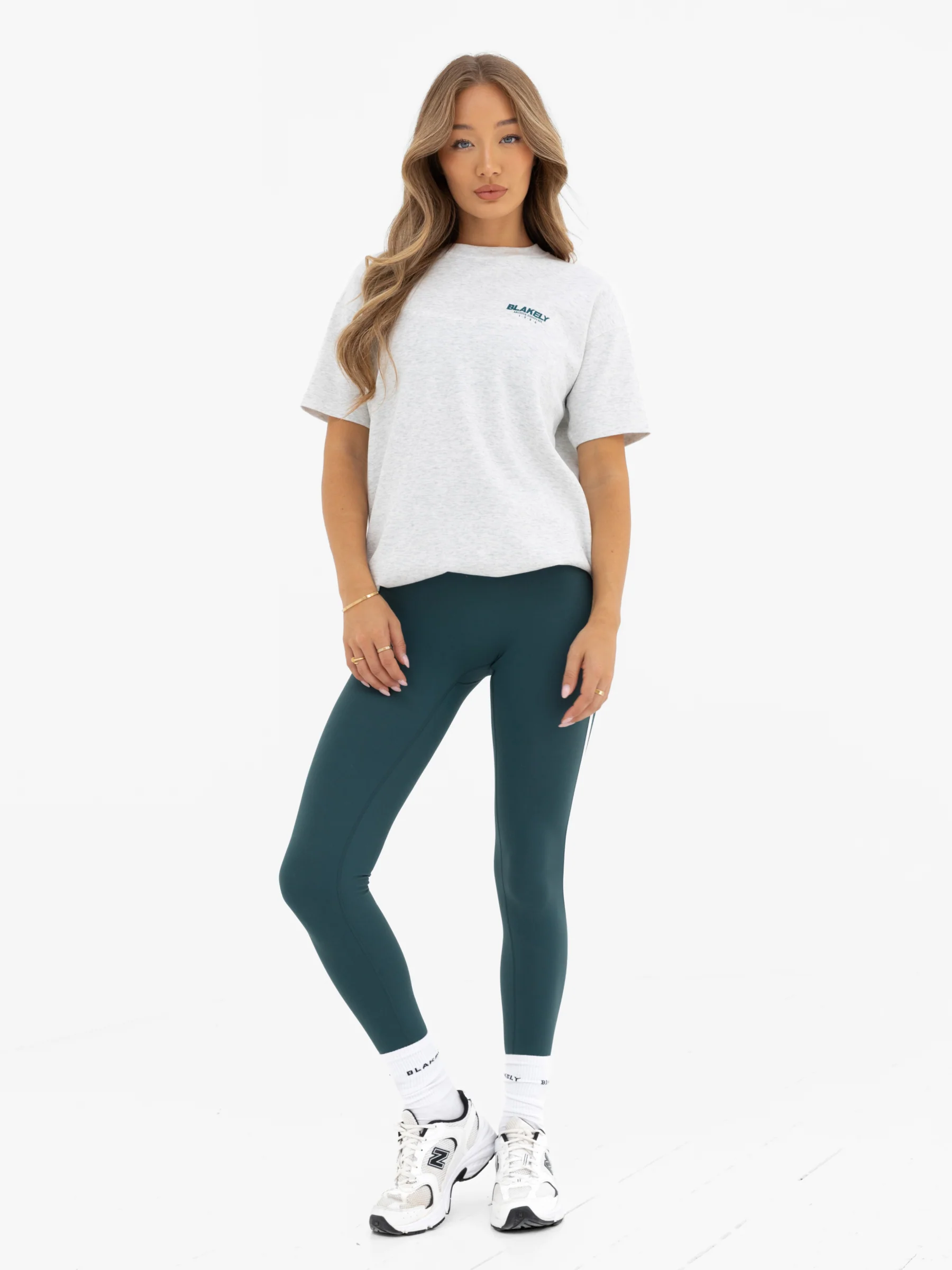 Jodi Oversized T-Shirt - Marl Grey & Teal Green - Image 4