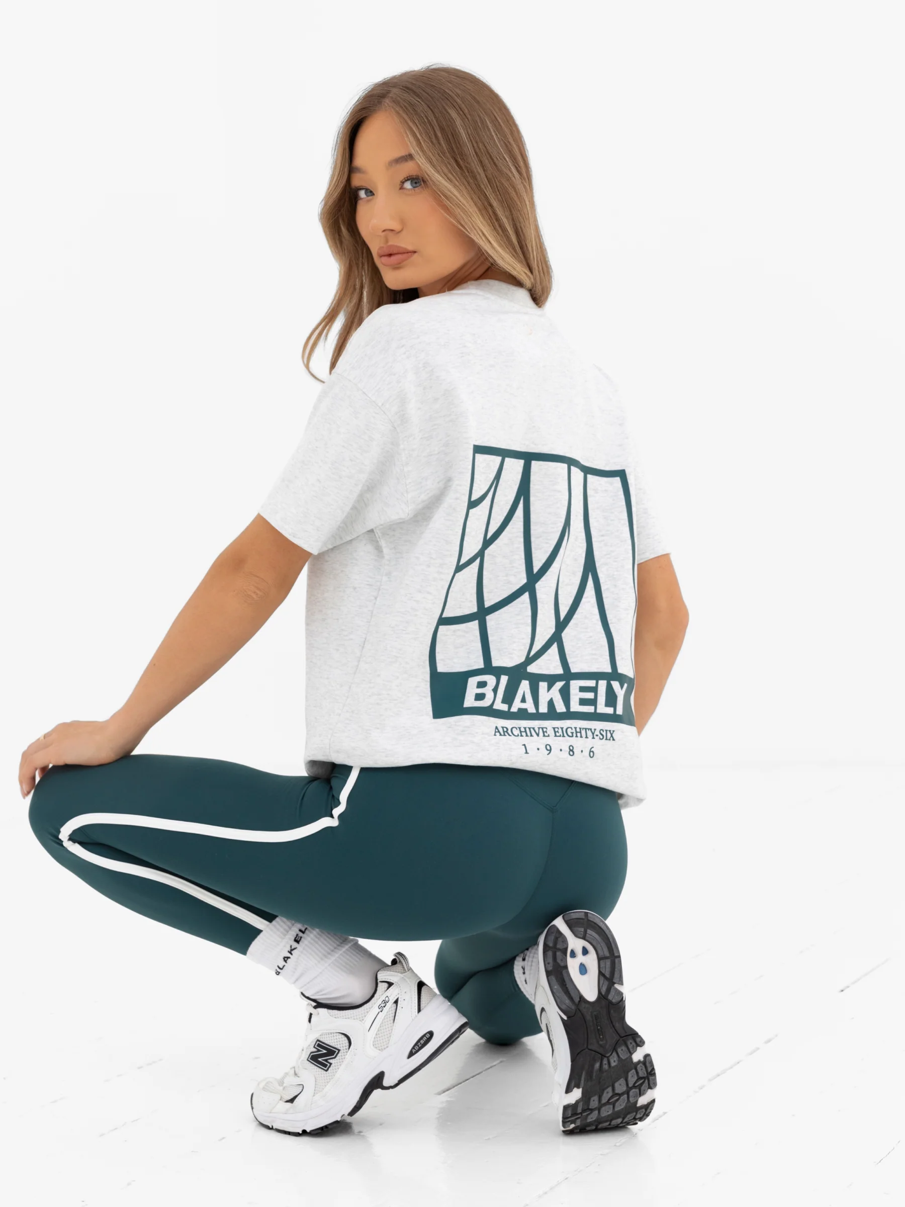 Jodi Oversized T-Shirt - Marl Grey & Teal Green - Image 5