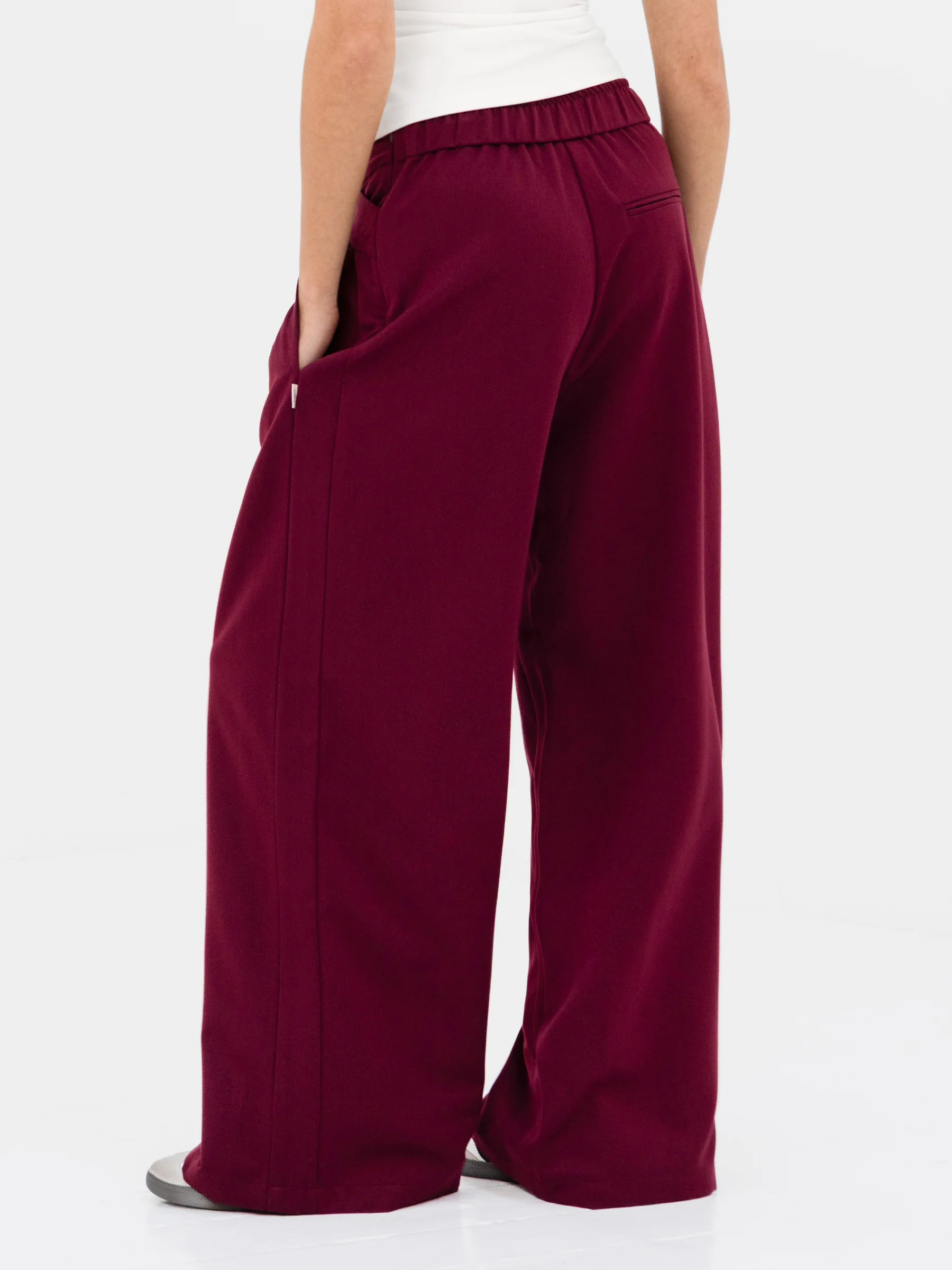 Kady Cross Over Trousers - Burgundy - Image 2