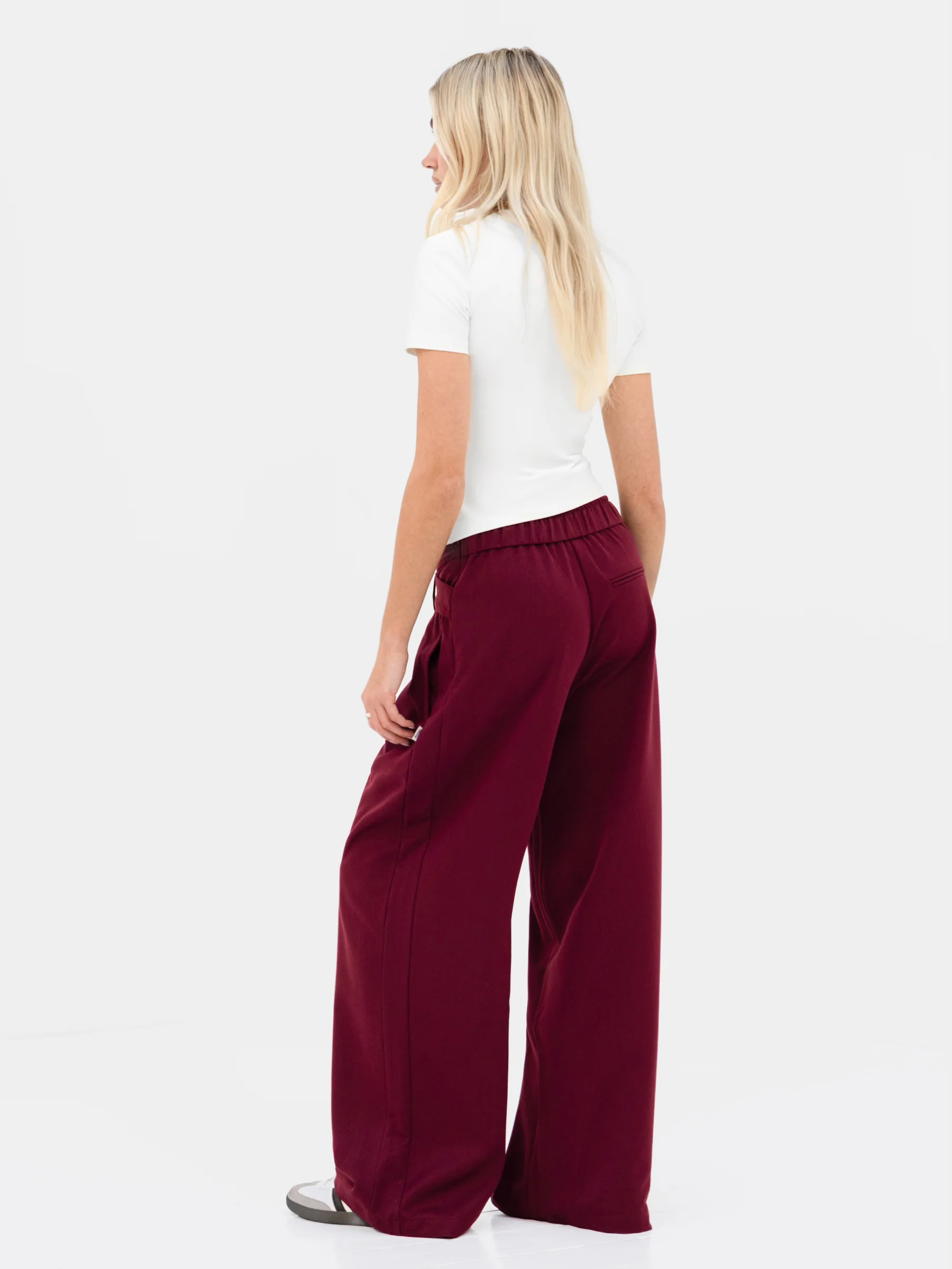 Kady Cross Over Trousers - Burgundy - Image 4