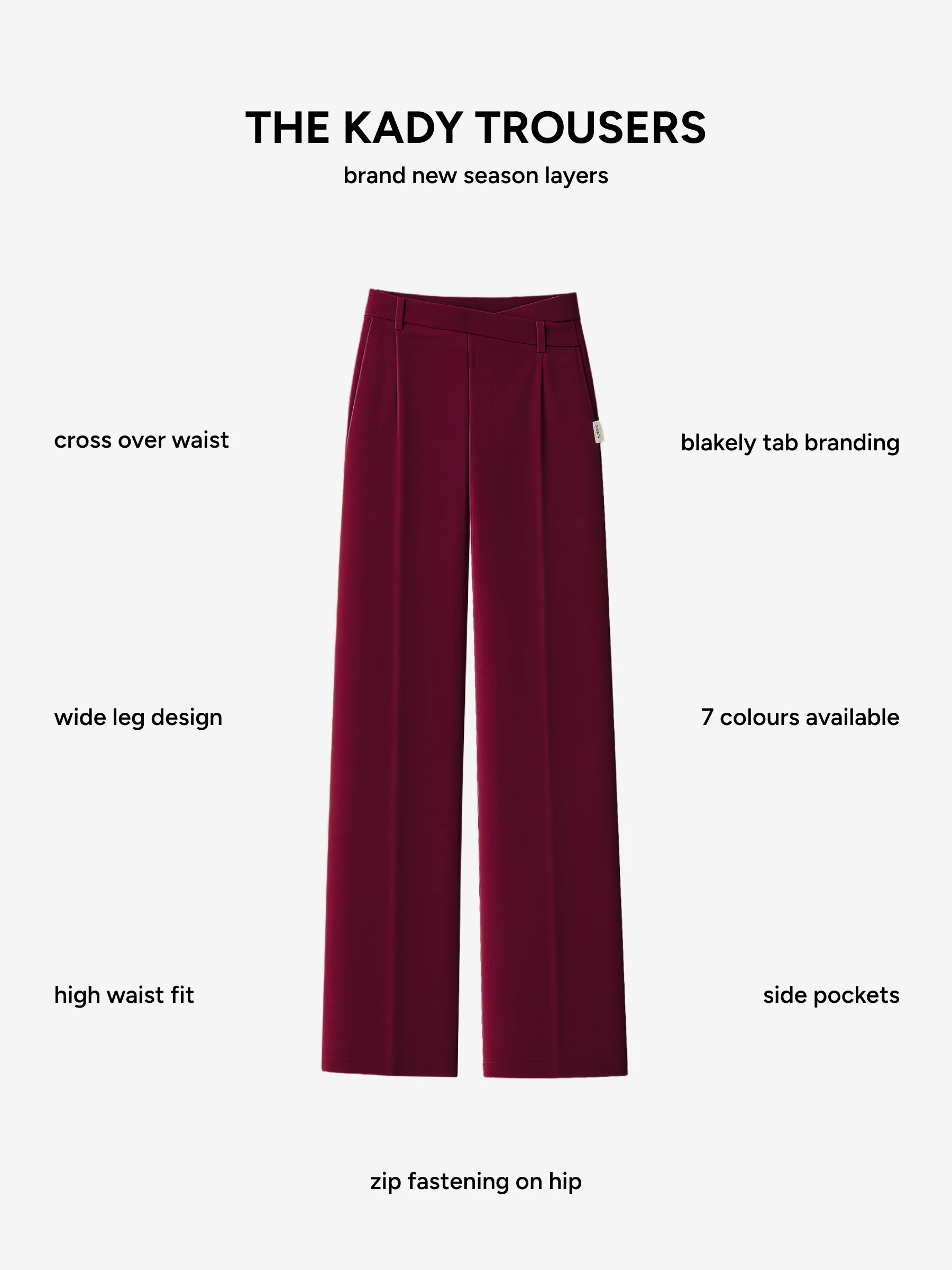 Kady Cross Over Trousers - Burgundy - Image 5