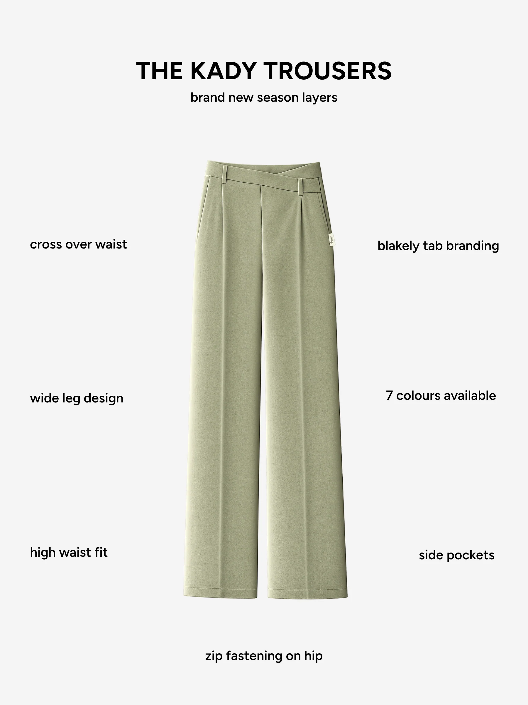 Kady Cross Over Trousers - Warm Olive - Image 5