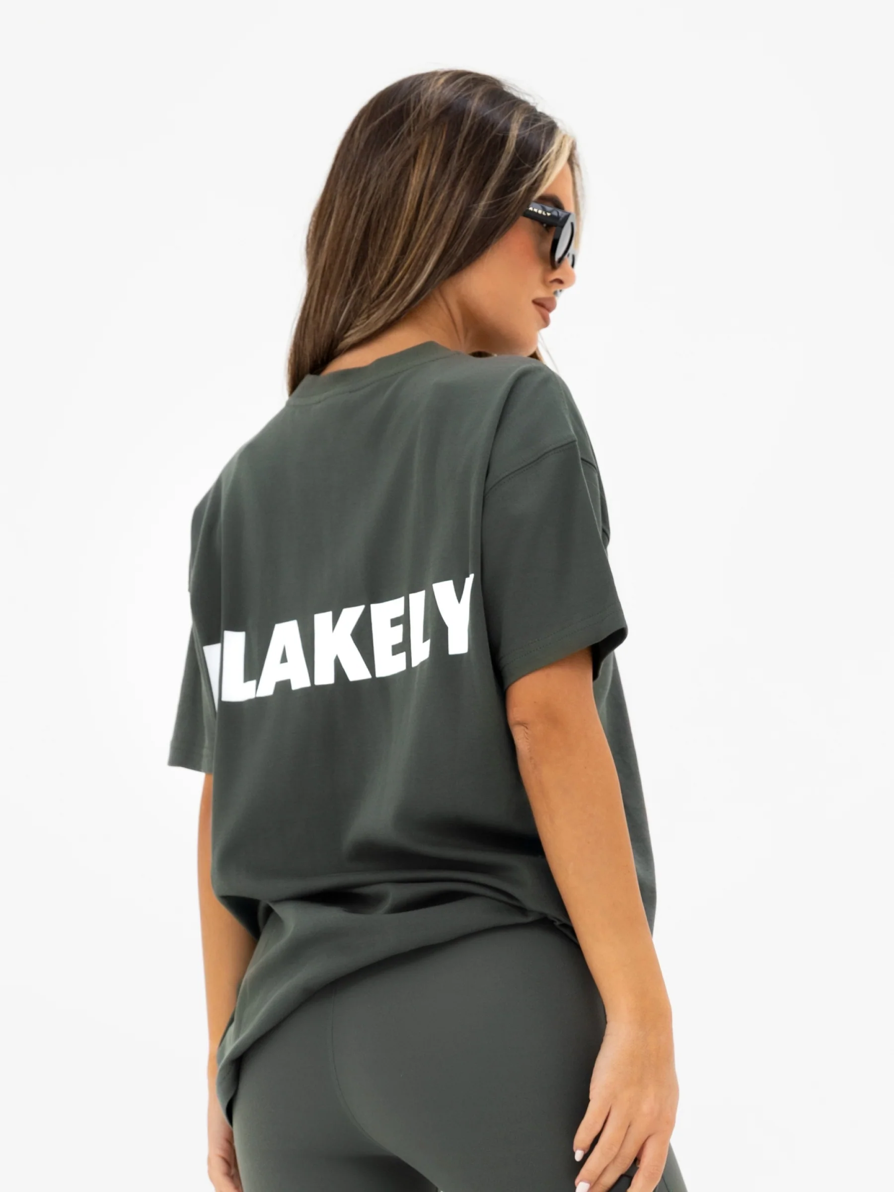 Kayla Oversized T-Shirt - Khaki Grey - Image 3
