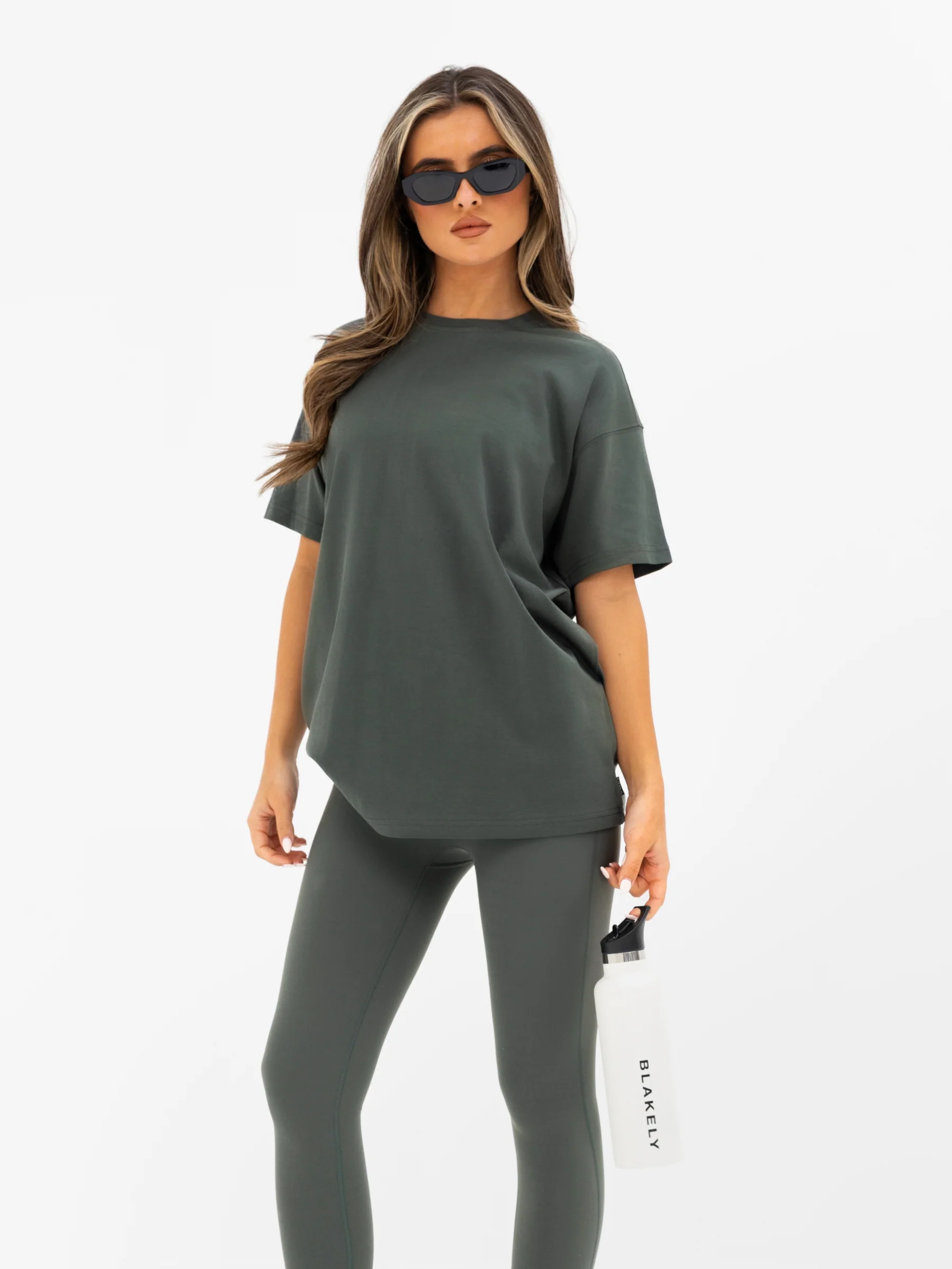 Kayla Oversized T-Shirt - Khaki Grey - Image 4