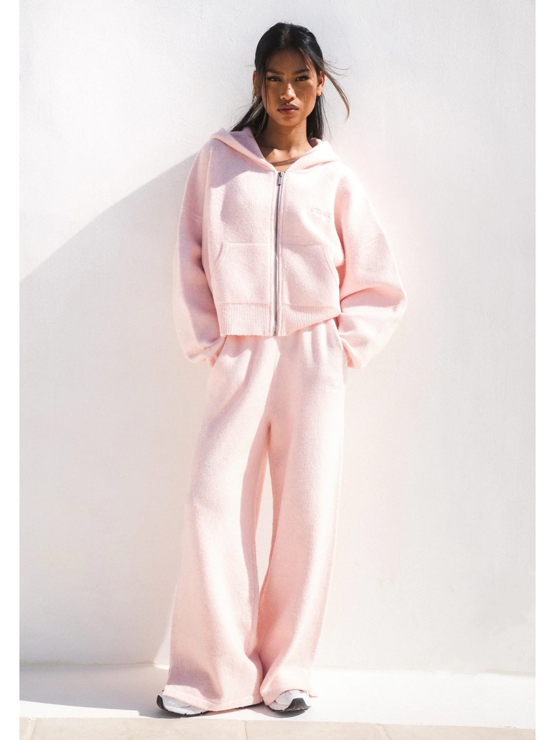Knitted Wide Leg Sweatpants - Marshmallow Pink - Image 5