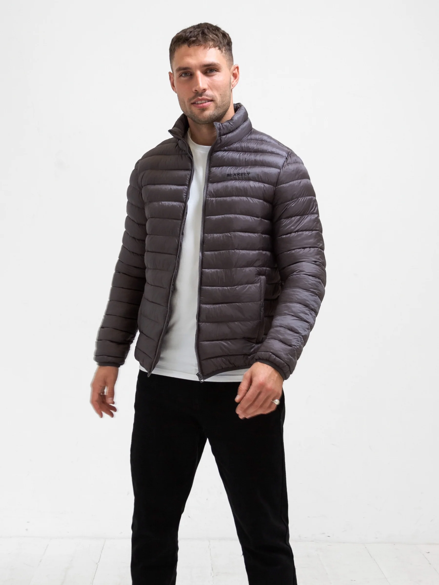 Lucas Lightweight Puffer Jacket - Charcoal - Image 4