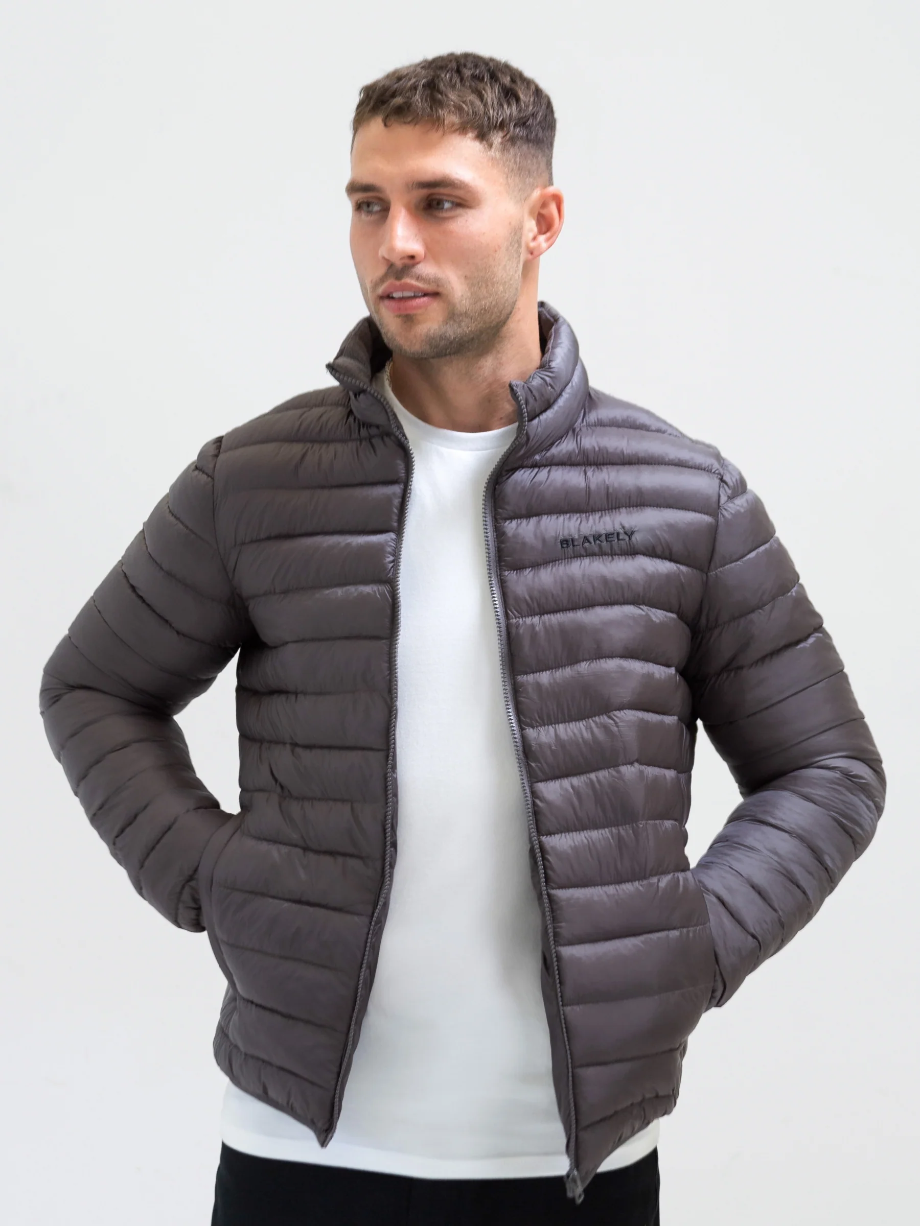 Lucas Lightweight Puffer Jacket - Charcoal - Image 6