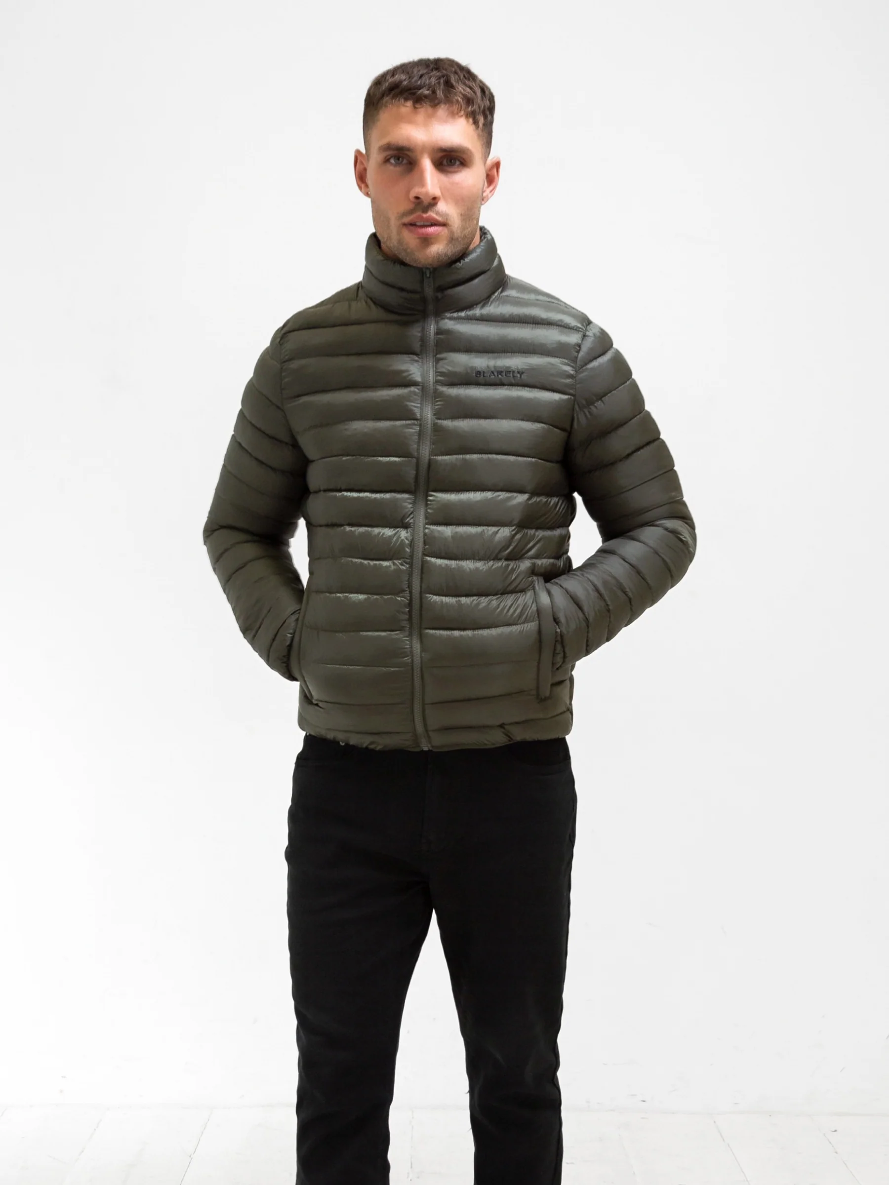 Lucas Lightweight Puffer Jacket - Dark Green - Image 5