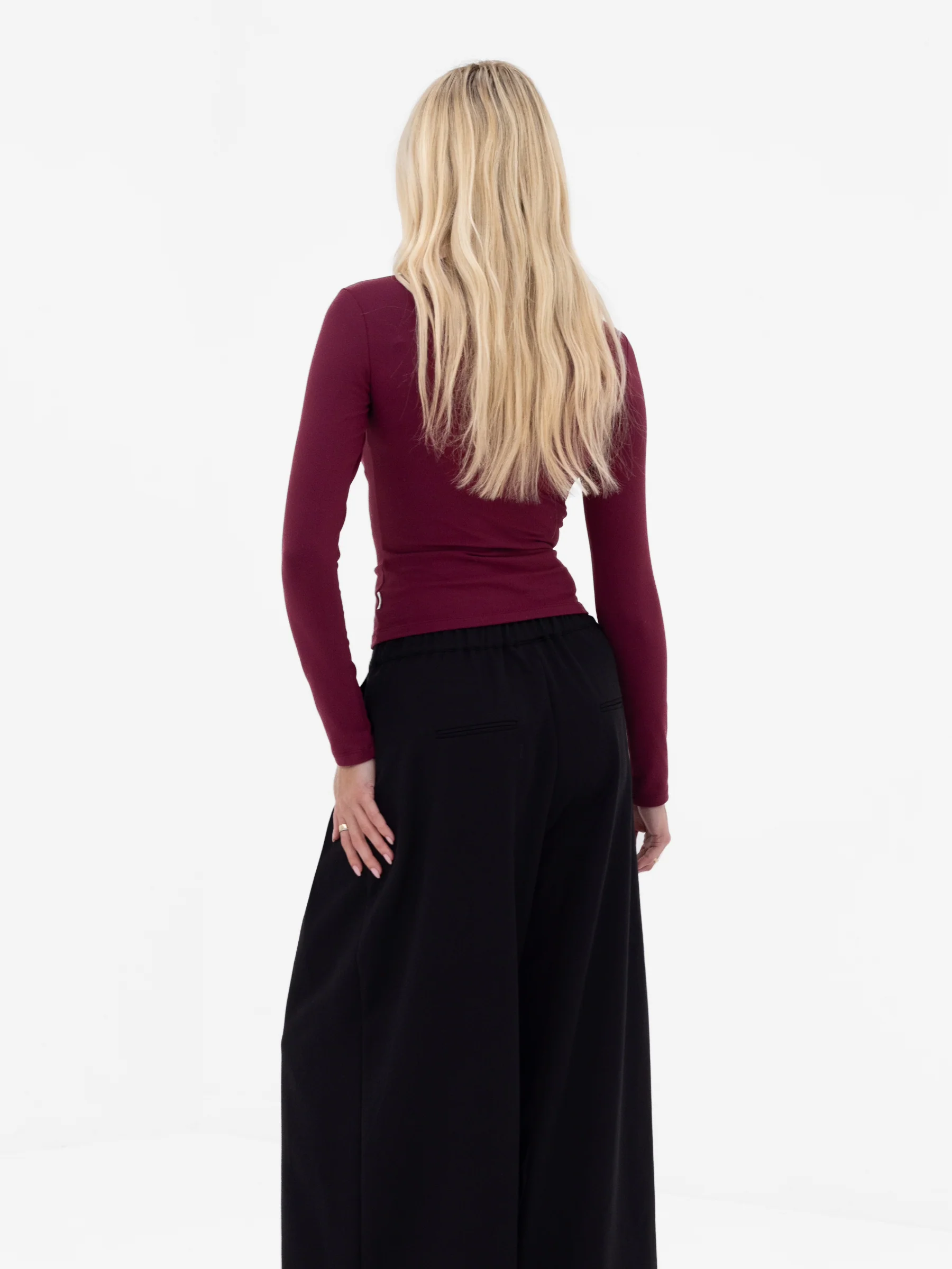 Lucia Long Sleeve Top - Burgundy - Image 2