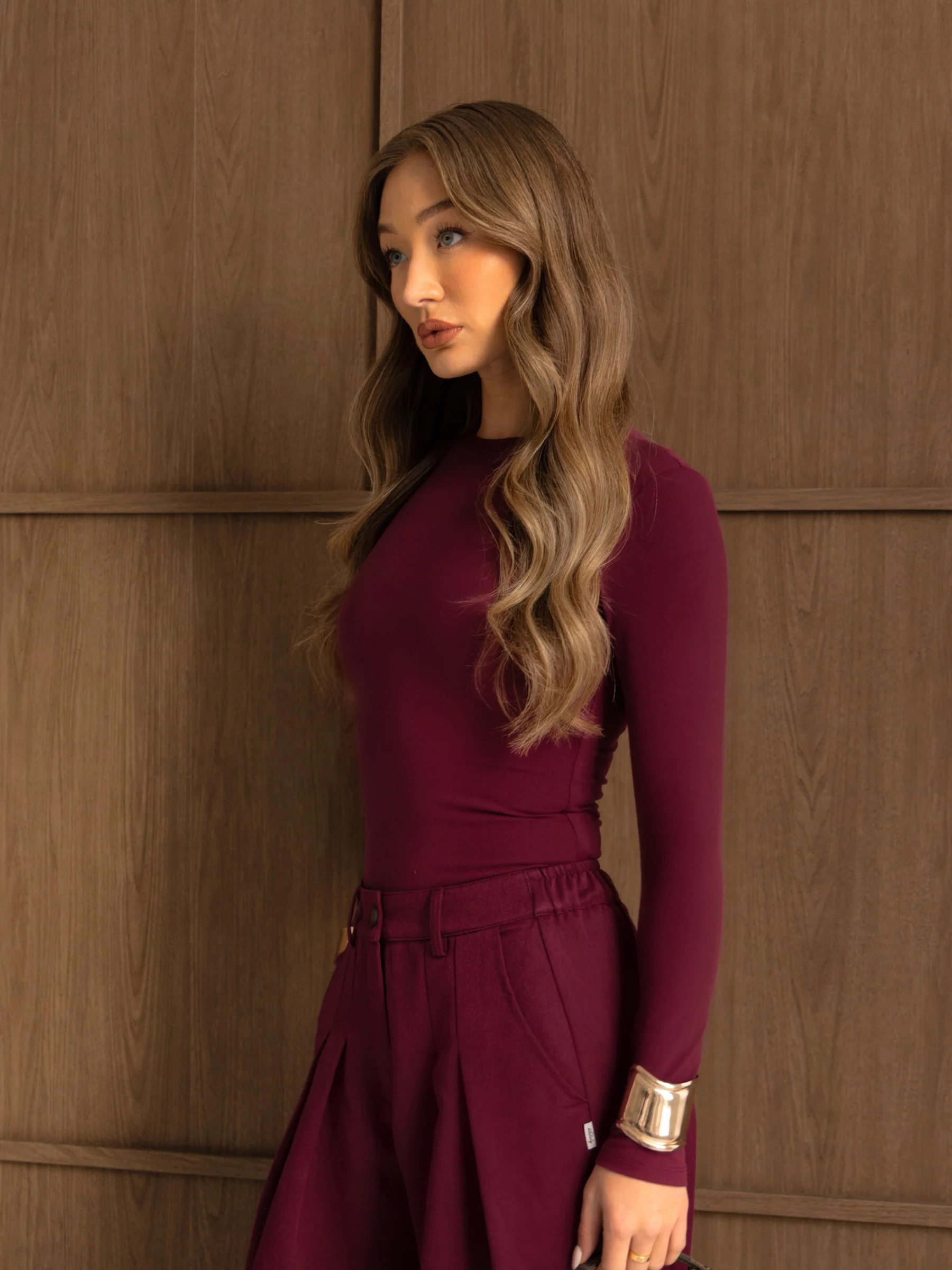 Lucia Long Sleeve Top - Burgundy - Image 4