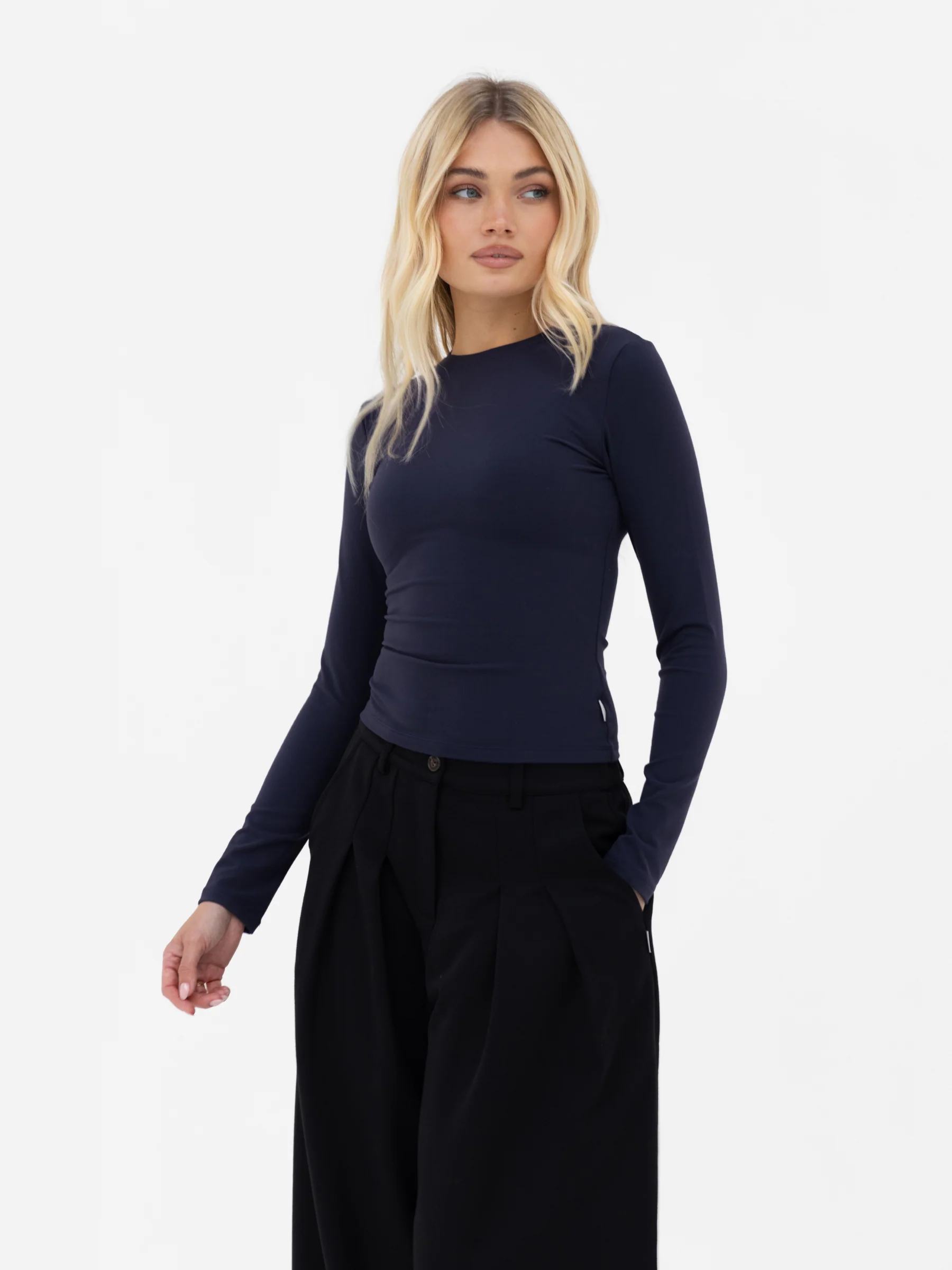 Lucia Long Sleeve Top - Soft Navy - Image 5