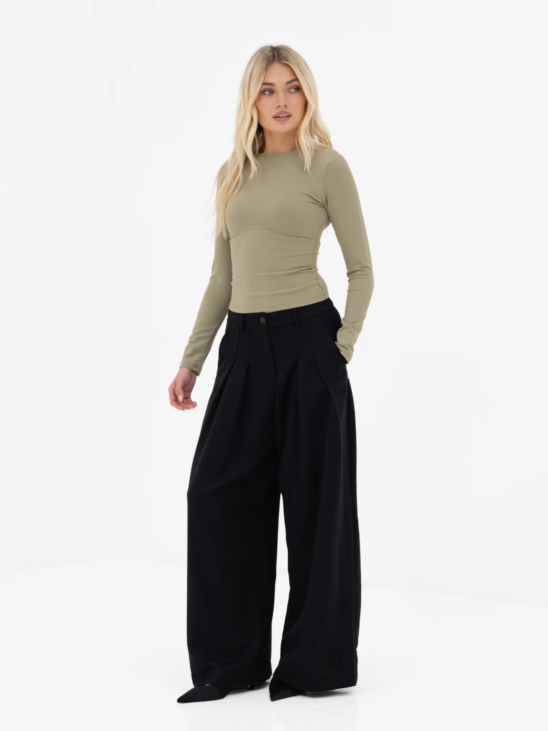 Lucia Long Sleeve Top - Warm Olive - Image 3