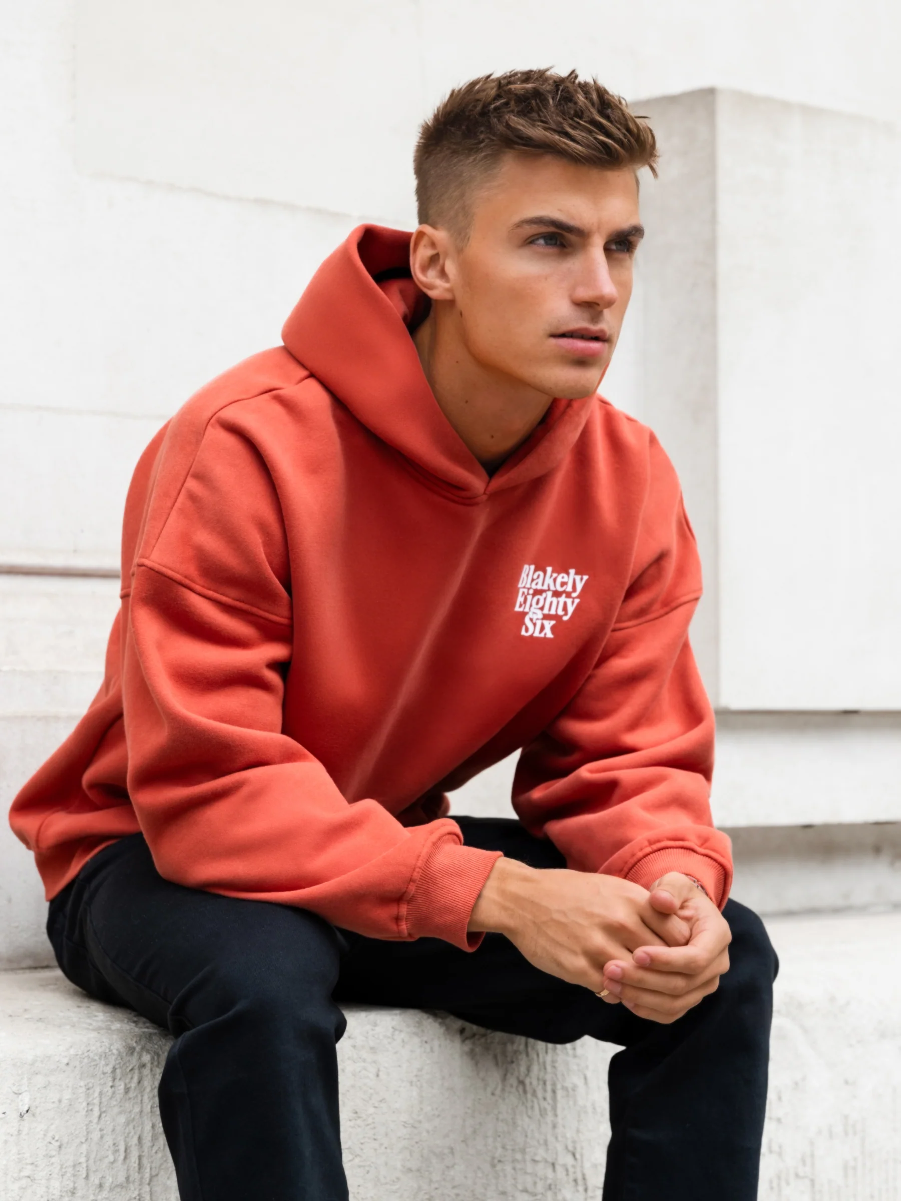 Luke Relaxed Hoodie - Washed Red - Image 6