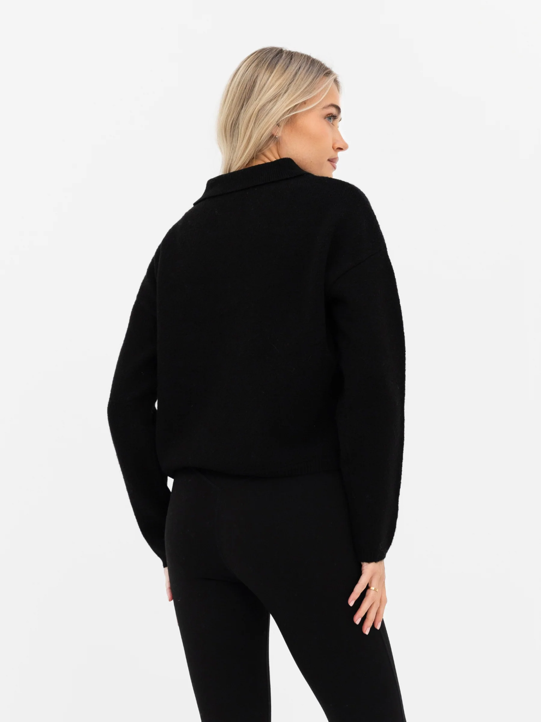 Mabel Knitted Polo - Black - Image 2