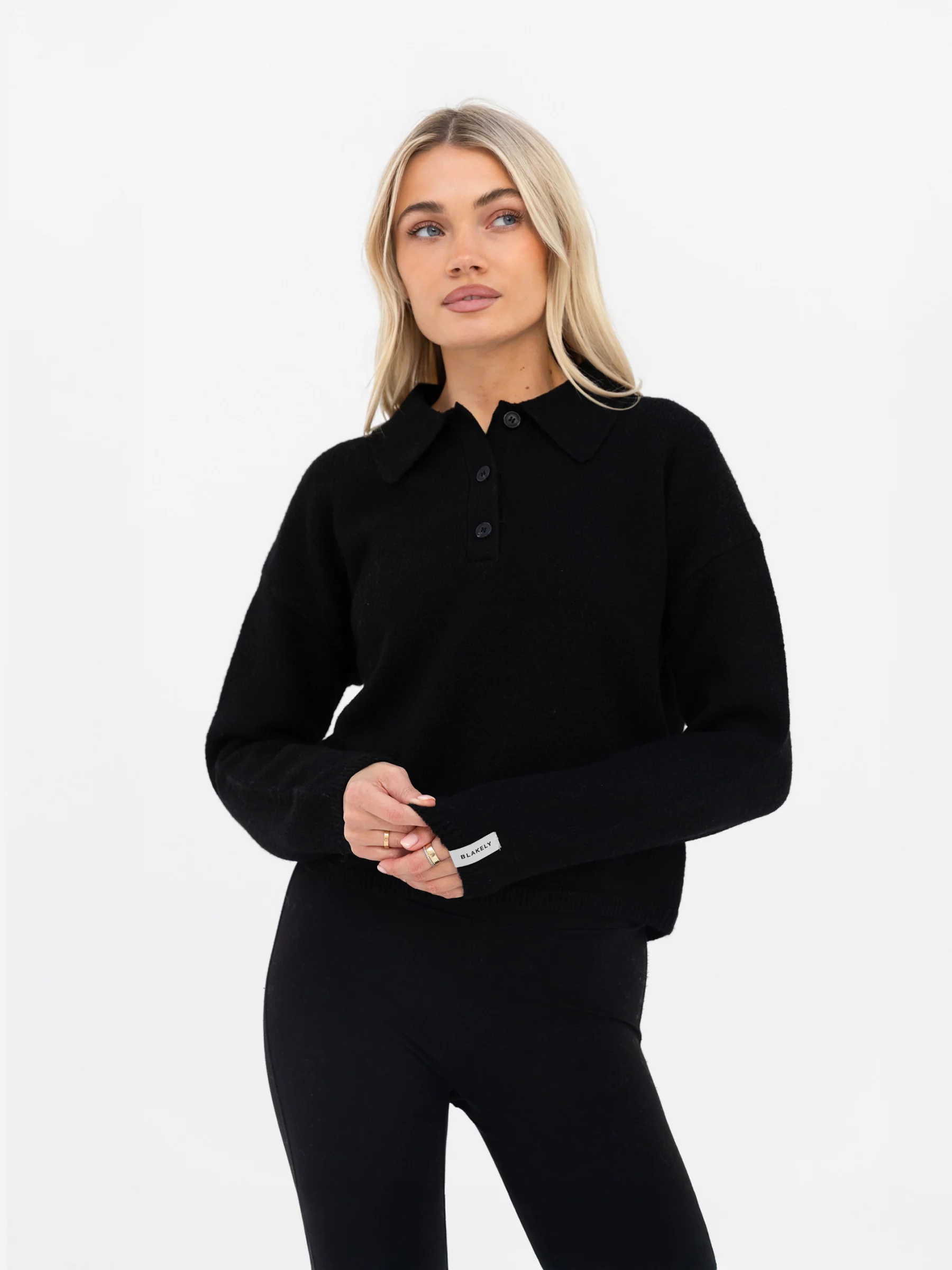 Mabel Knitted Polo - Black - Image 5