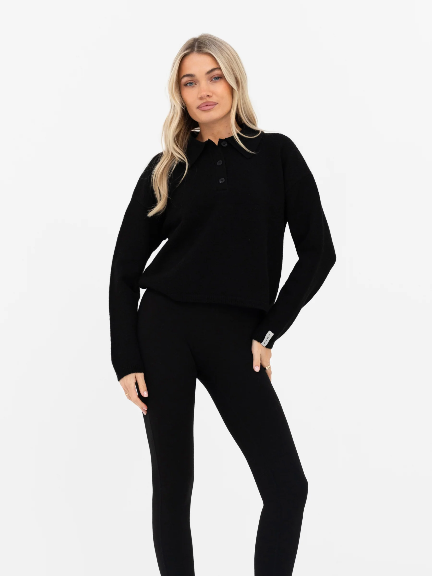 Mabel Knitted Polo - Black - Image 6
