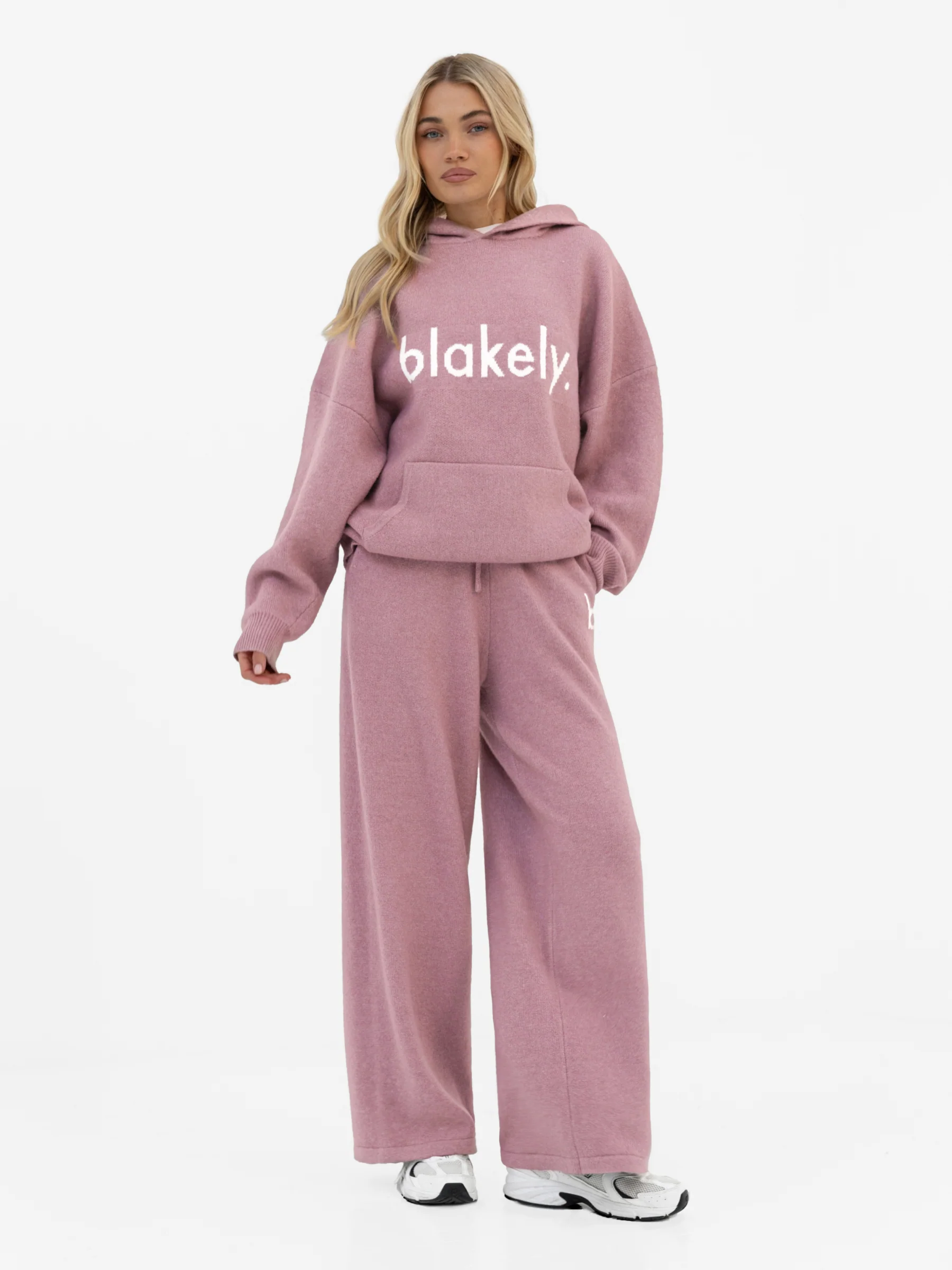 Mabel Oversized Knitted Hoodie - Dusty Pink - Image 4