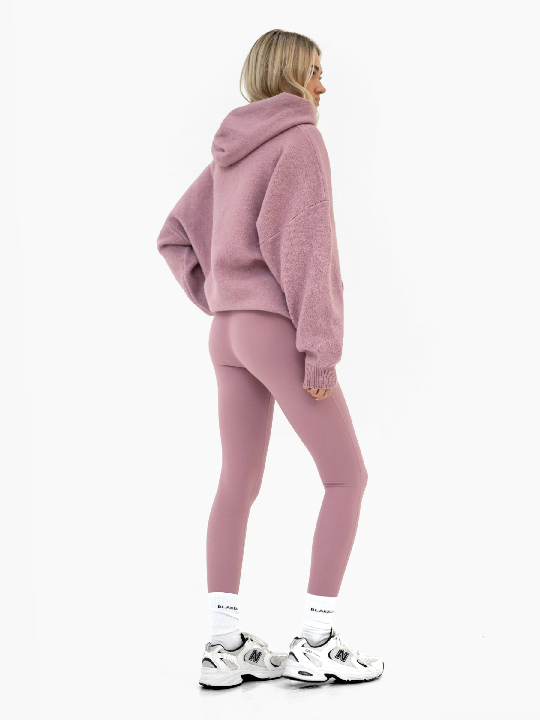 Mabel Oversized Knitted Hoodie - Dusty Pink - Image 6