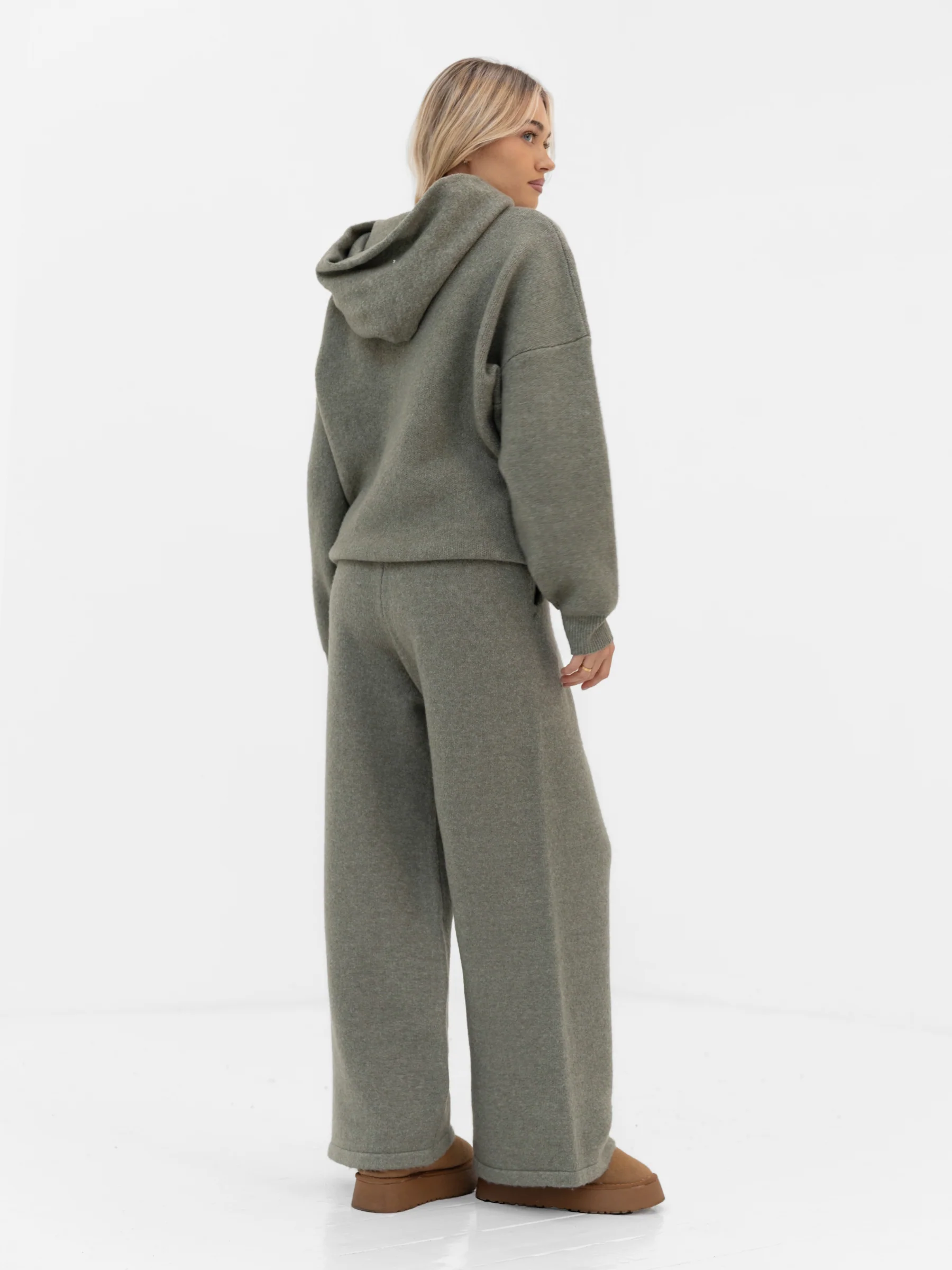 Mabel Oversized Knitted Hoodie - Safari Green - Image 4