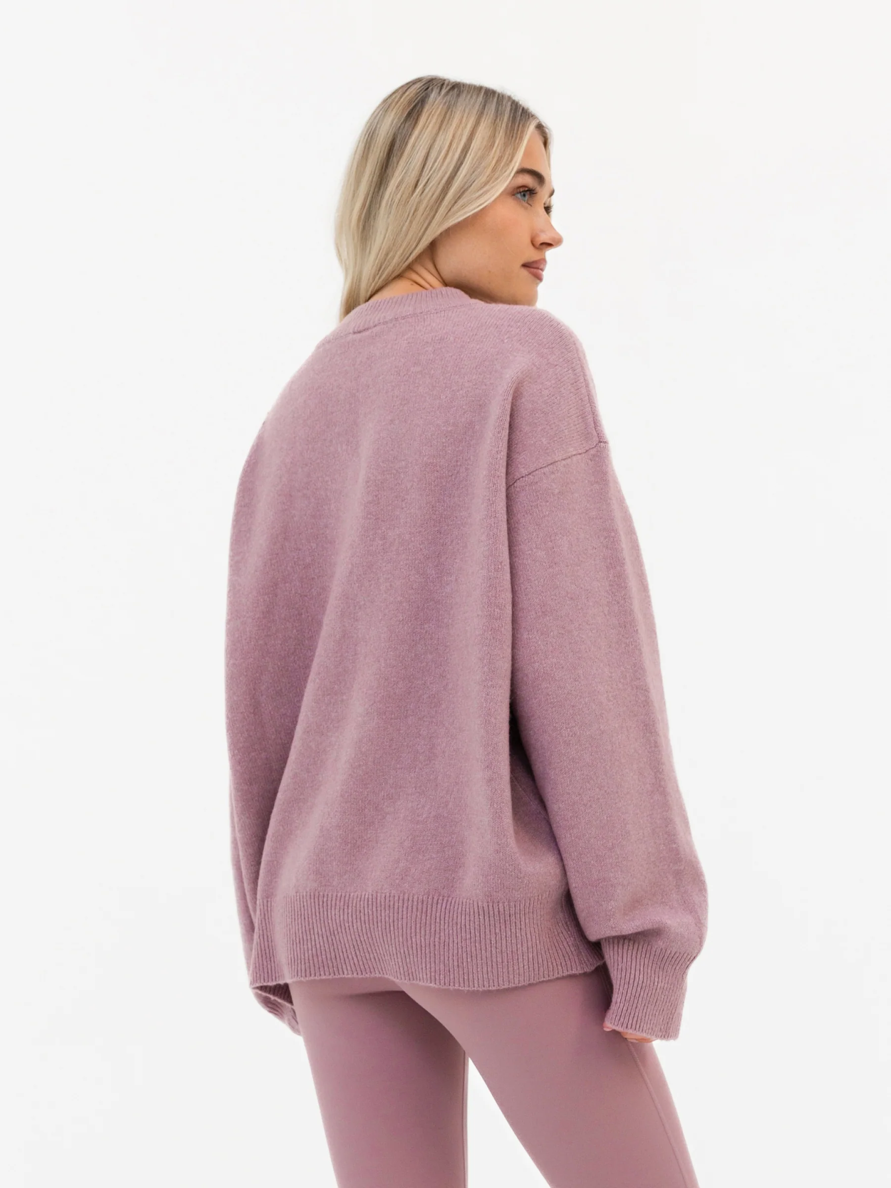 Mabel Oversized Knitted Jumper - Dusty Pink - Image 2