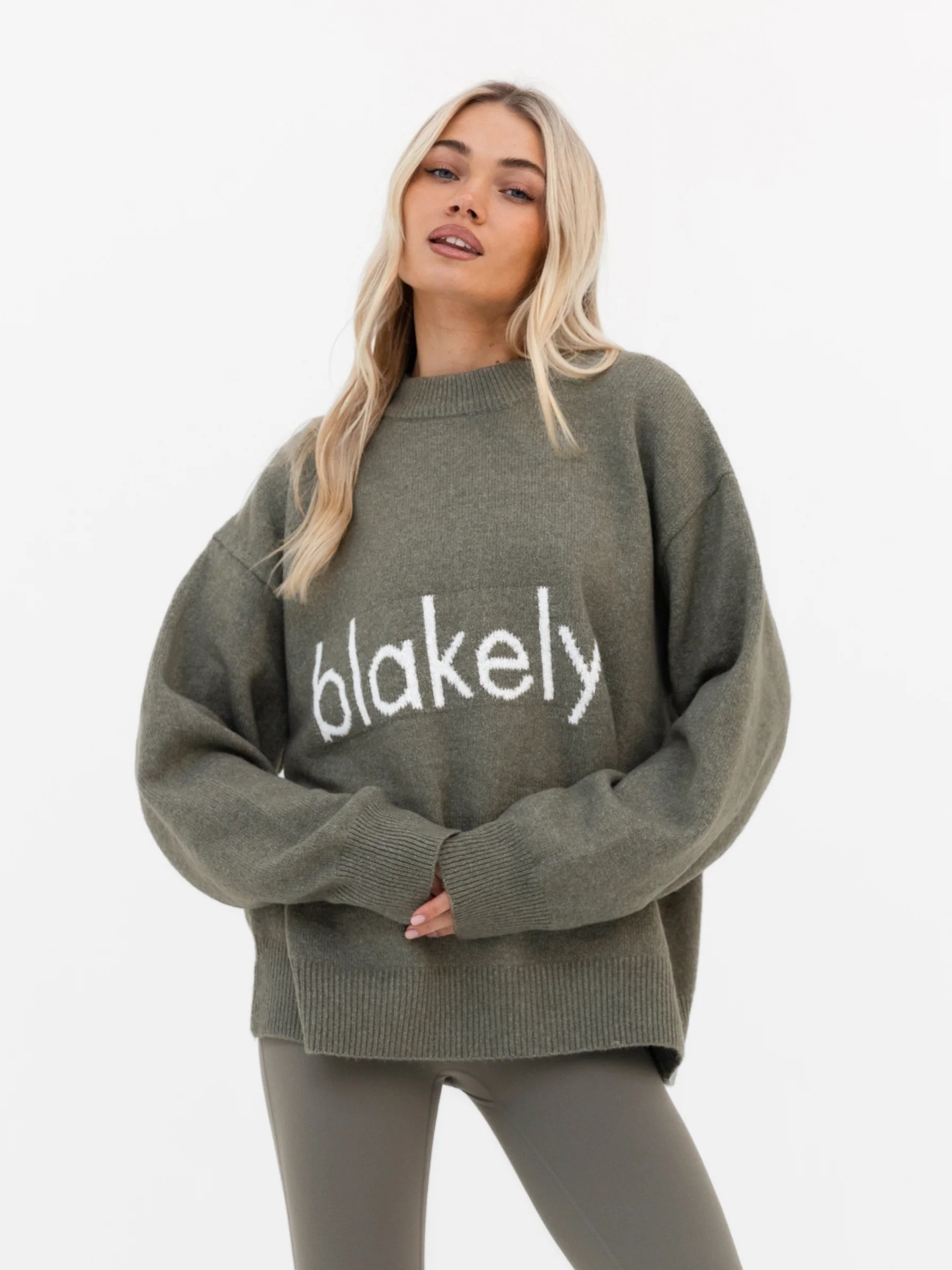Mabel Oversized Knitted Jumper - Safari Green - Image 5