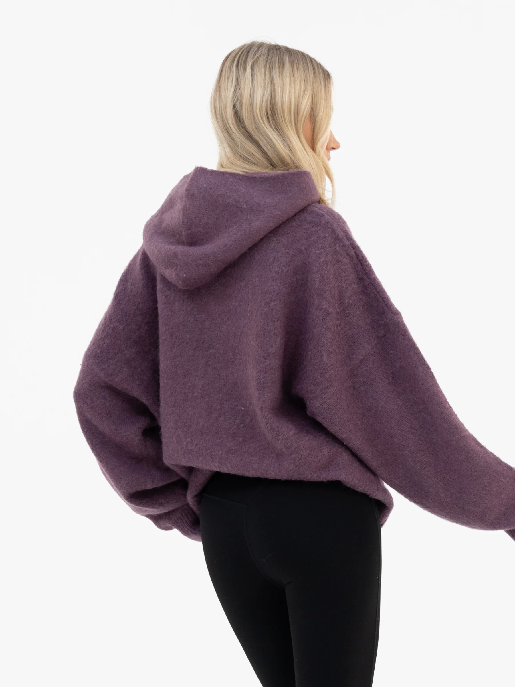 Marley Oversized Knitted Hoodie - Light Grape - Image 6