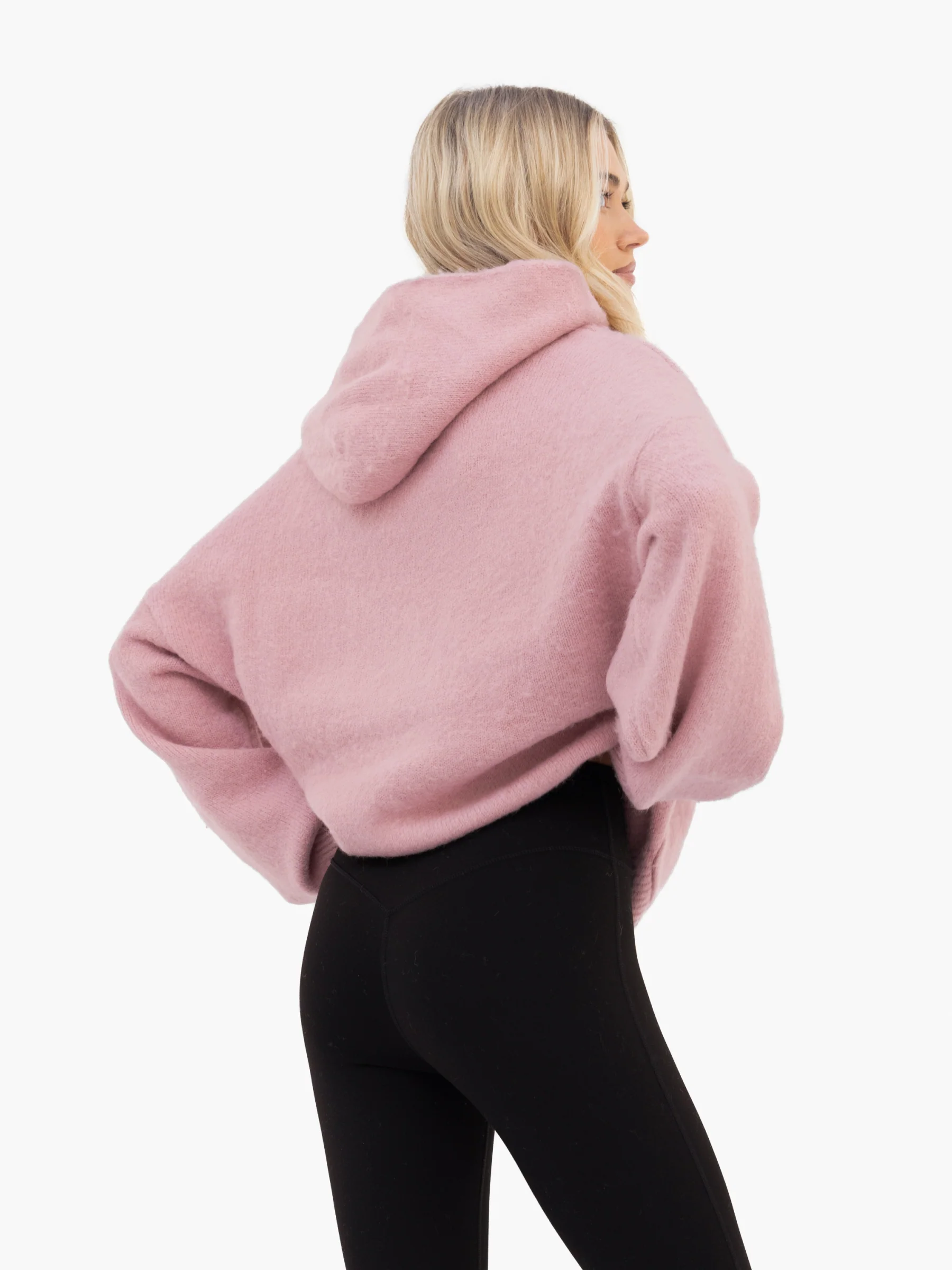 Marley Oversized Knitted Hoodie - Petal Pink - Image 4