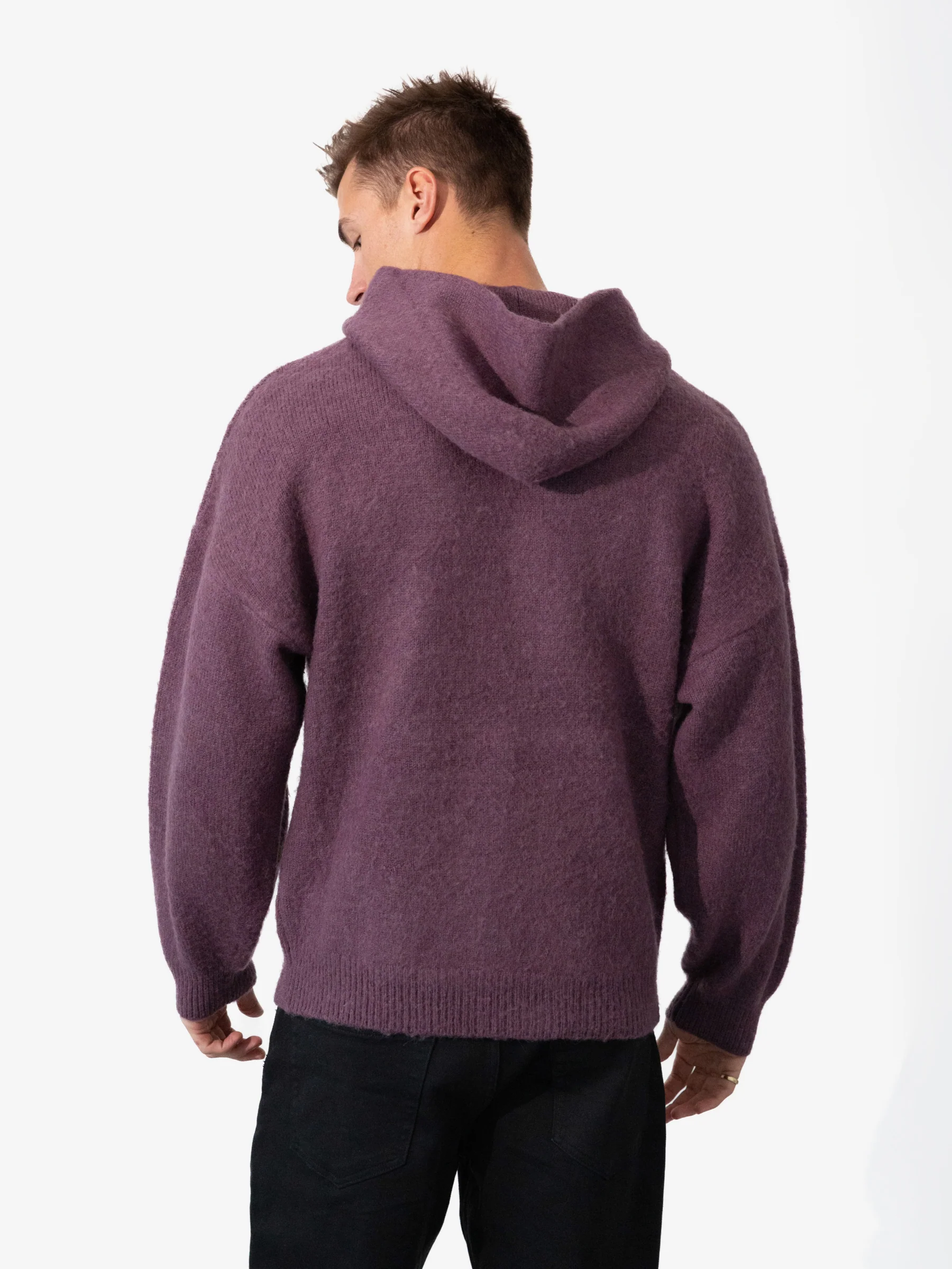 Mason Relaxed Knitted Hoodie - Plum - Image 2
