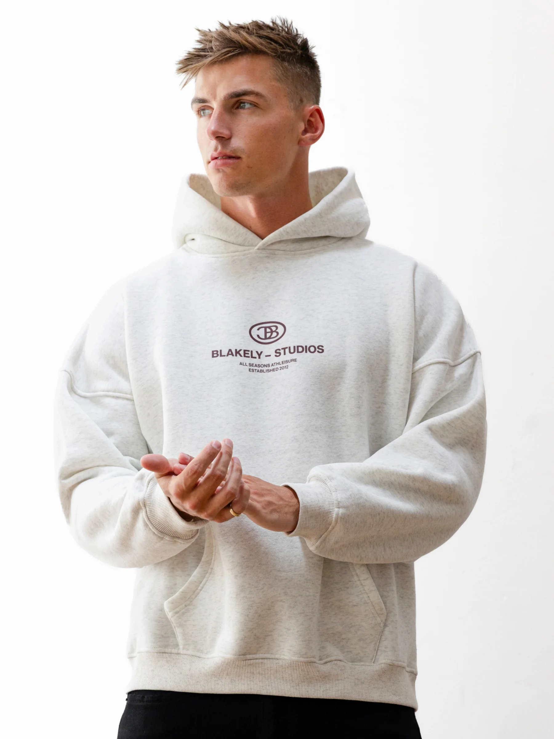 Mercer Relaxed Hoodie - Marl White - Image 5