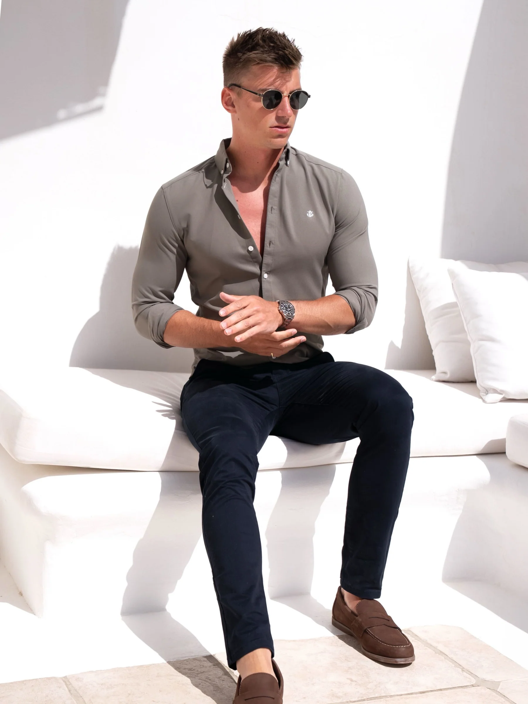 Merrick Long Sleeve Shirt - Khaki Green - Image 4