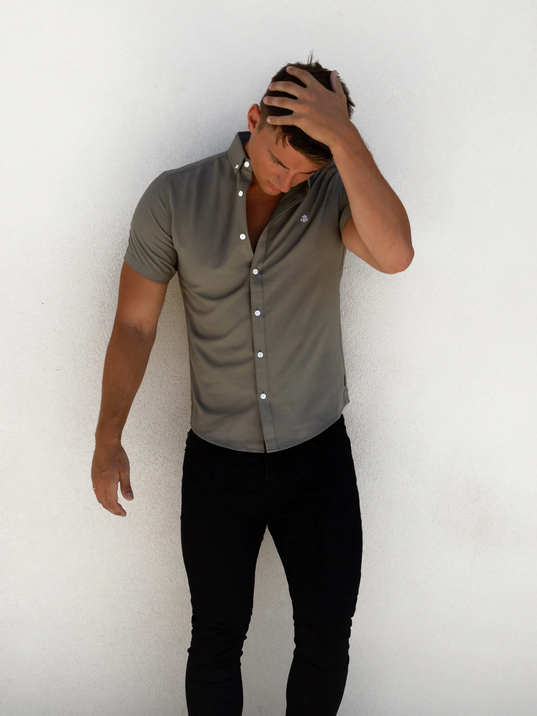Merrick Short Sleeve Shirt - Khaki Green - Image 3